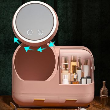 DOPWii Kosmetik-Koffer Schminkkoffer mit Spiegel und Ventilator - Großer Kosmetikorganizer, für Damen, 37.5 x 22 x 31cm