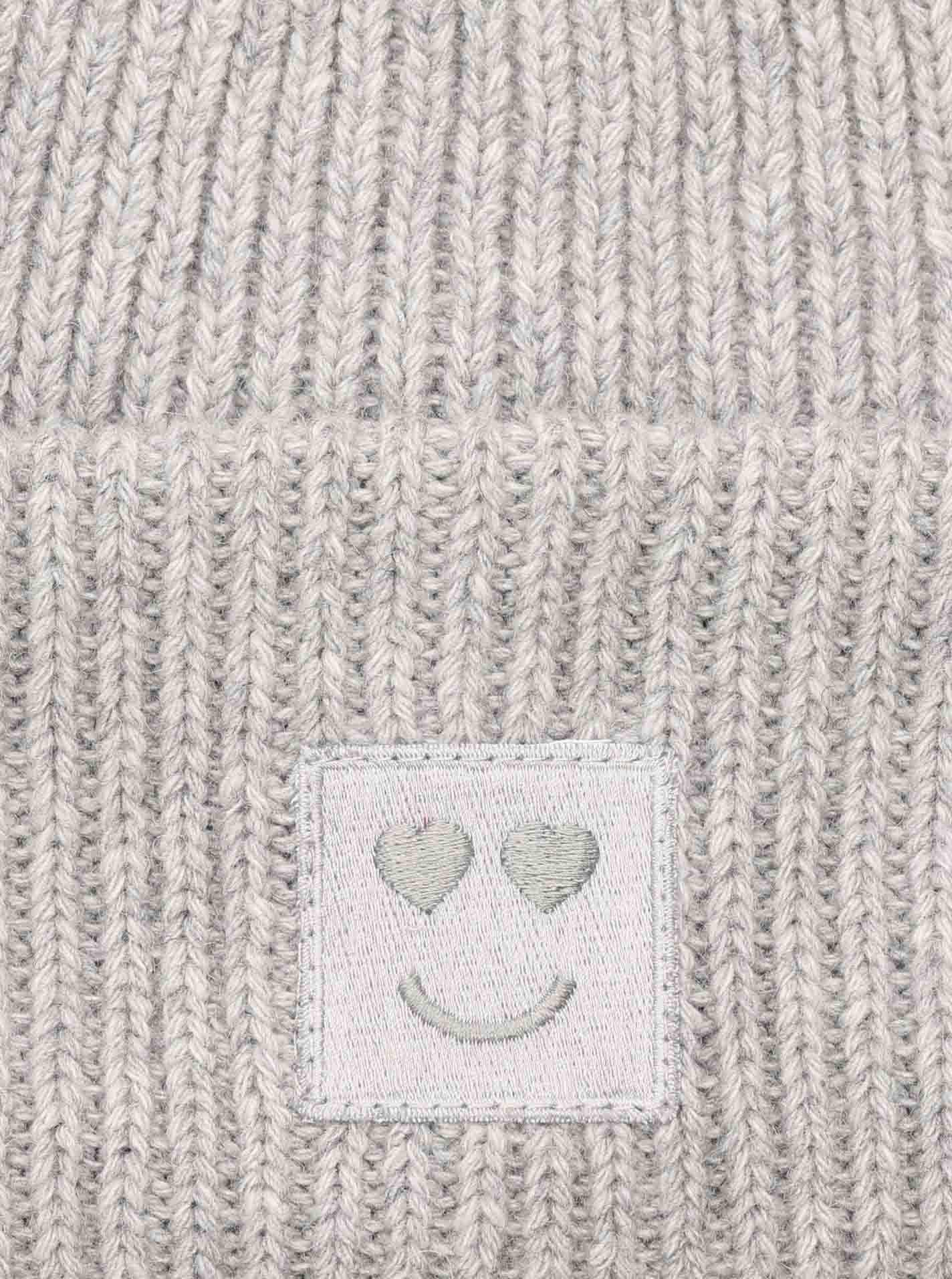Zwillingsherz Strickmütze Smile Grobstrick, Smile Patch