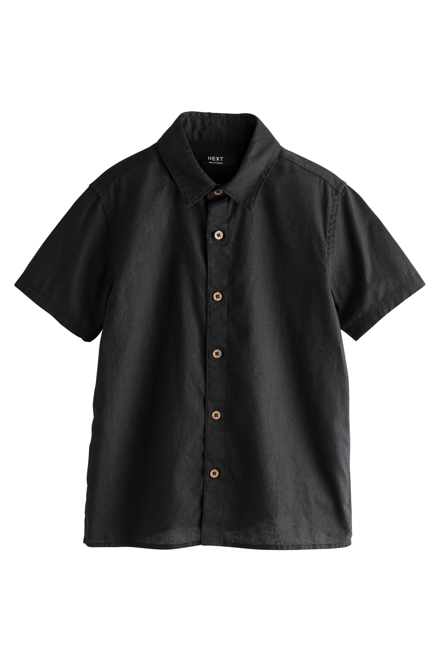 Next Kurzarmhemd Kurzärmliges Hemd aus Leinengemisch (1-tlg)
