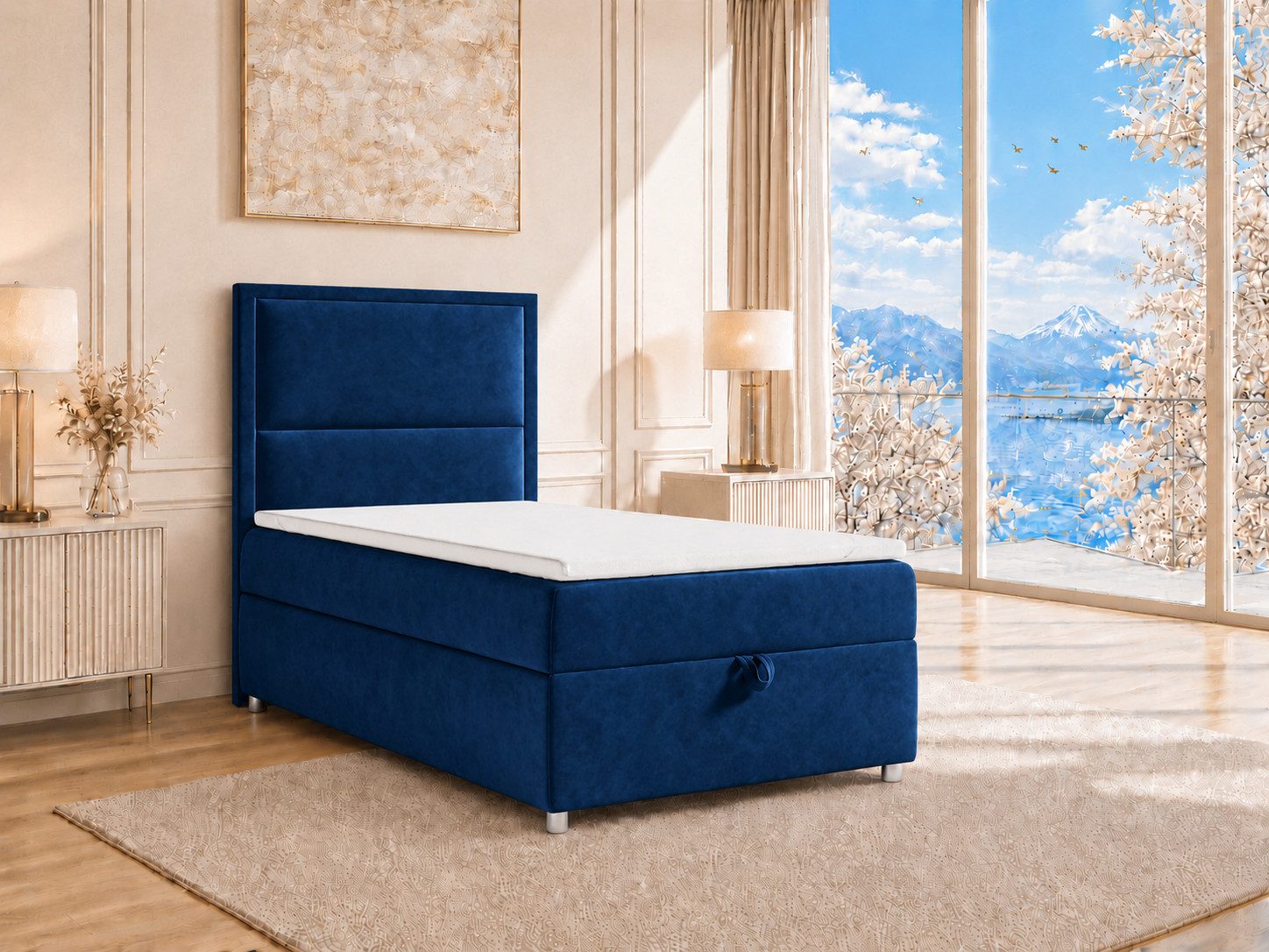 Best for Home Boxspringbett K-11 SINGLE mit Bettkasten, Bonellfederkern, Komfort Topper H3 (Hotelbett, Einzelbett, Kinderbett, Juniorbett, 5-St., 70x200 80x200 90x200 100x200 cm), Einzelbett mit integriertem Stauraum, gepolstertem Kopfteil