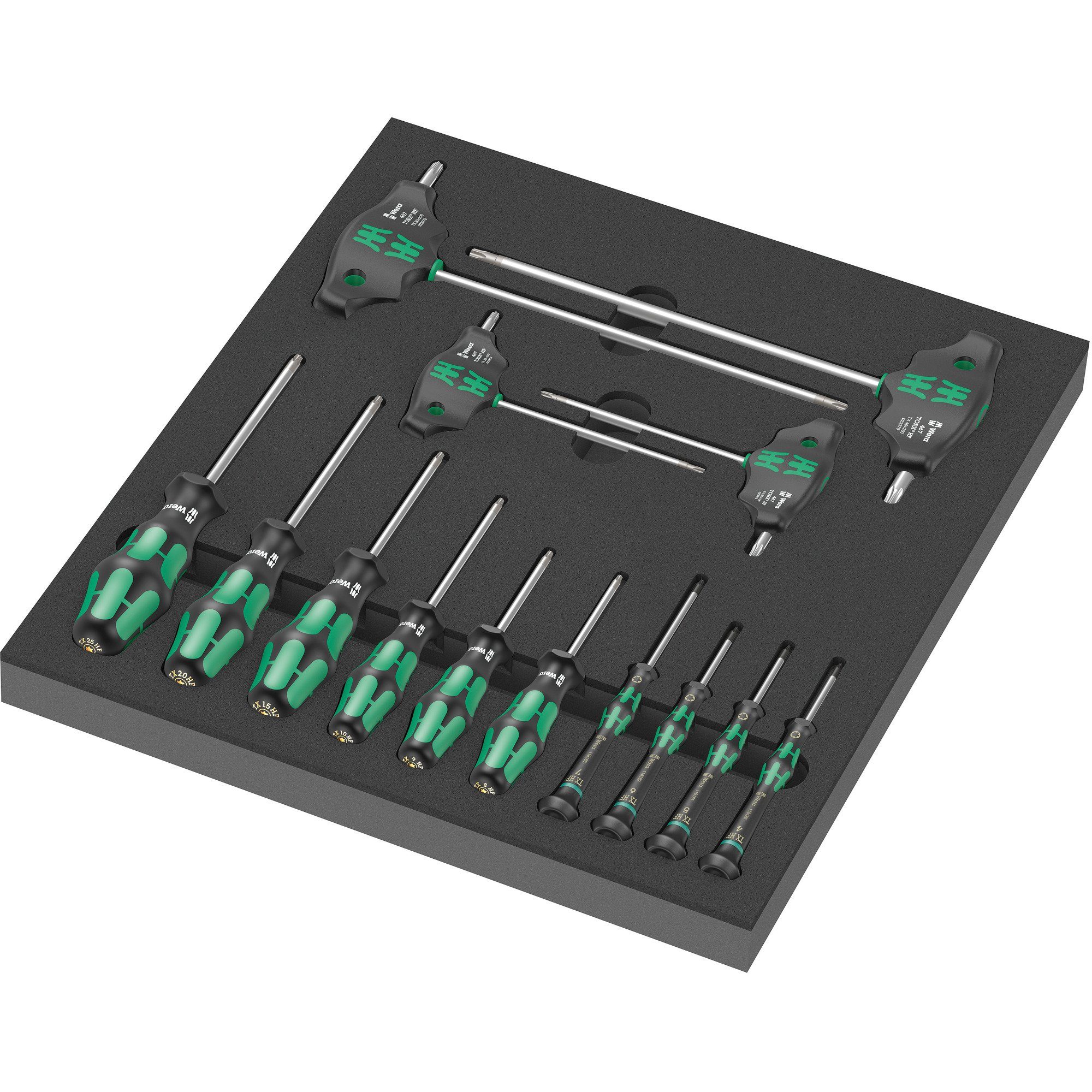 Wera Werkzeugkoffer 9712 Schaumstoffeinlage TORX HF Schraubendreher Set 1, 14‑teilig