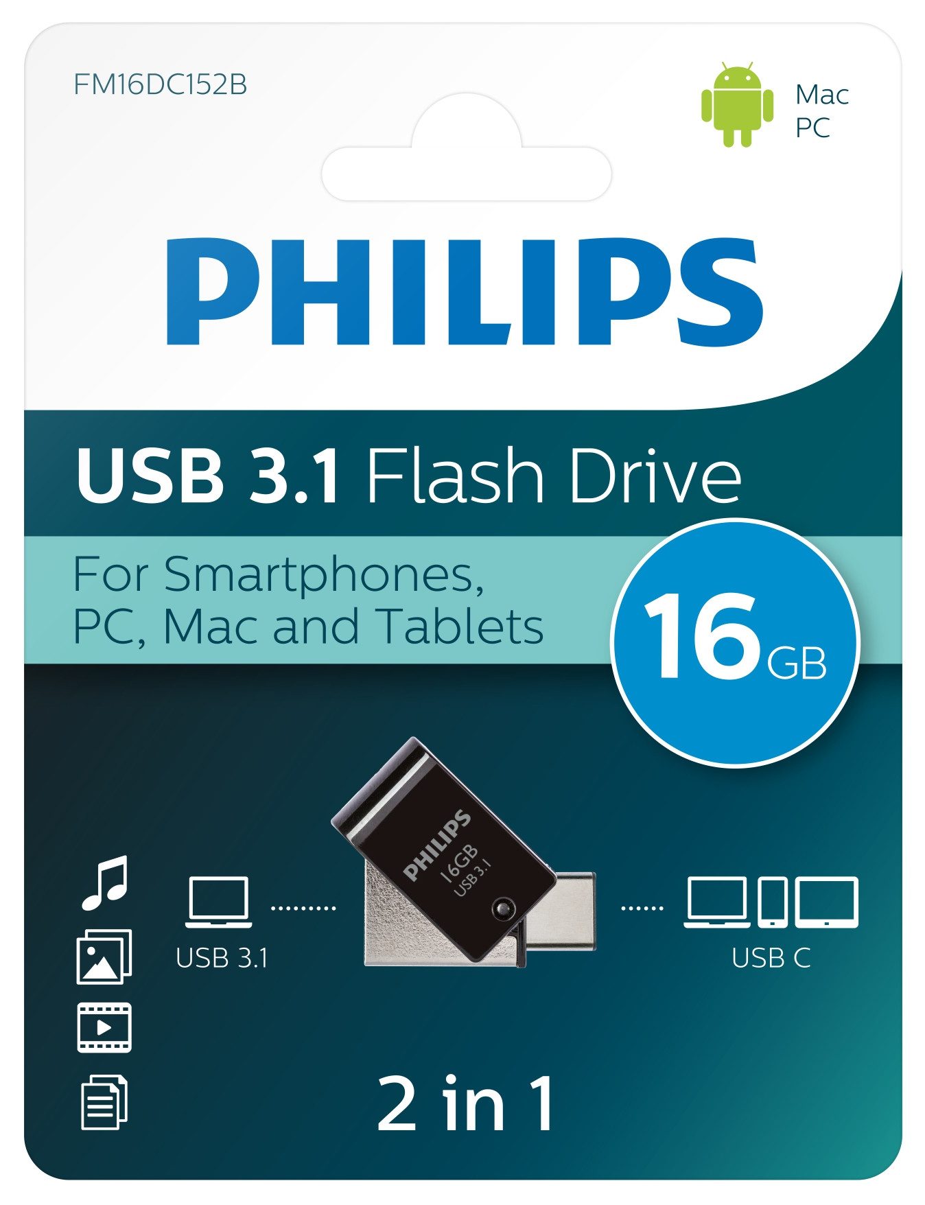 Philips Philips USB Stick 2-in-1 USB-C 16 GB USB-Stick (USB USB-A, USB-C)