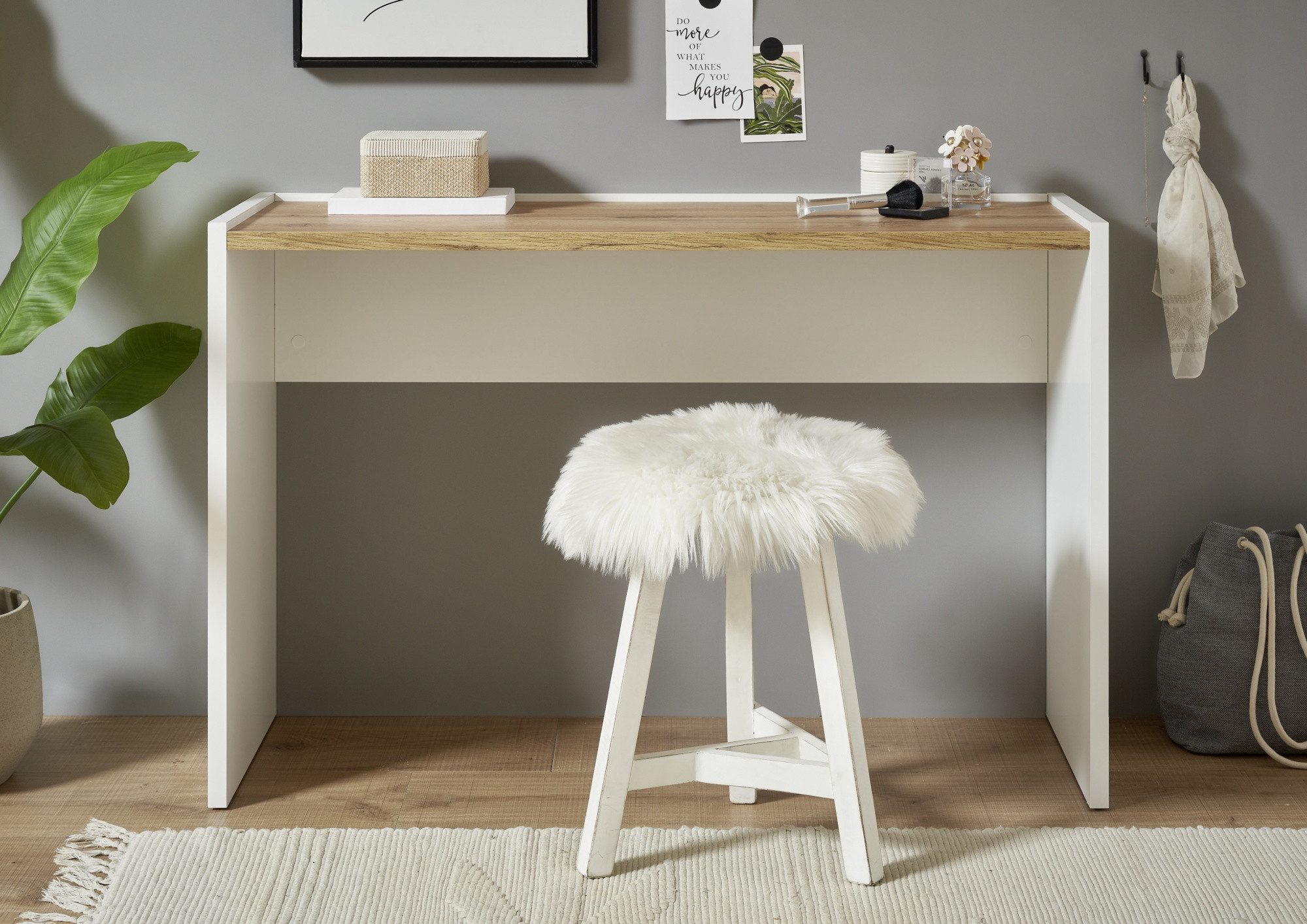 Beauty.Scouts Schminktisch Frisierkonsole "Style" - Weiß/ Wotan Eiche Dekor, 120 x 78 x 40cm
