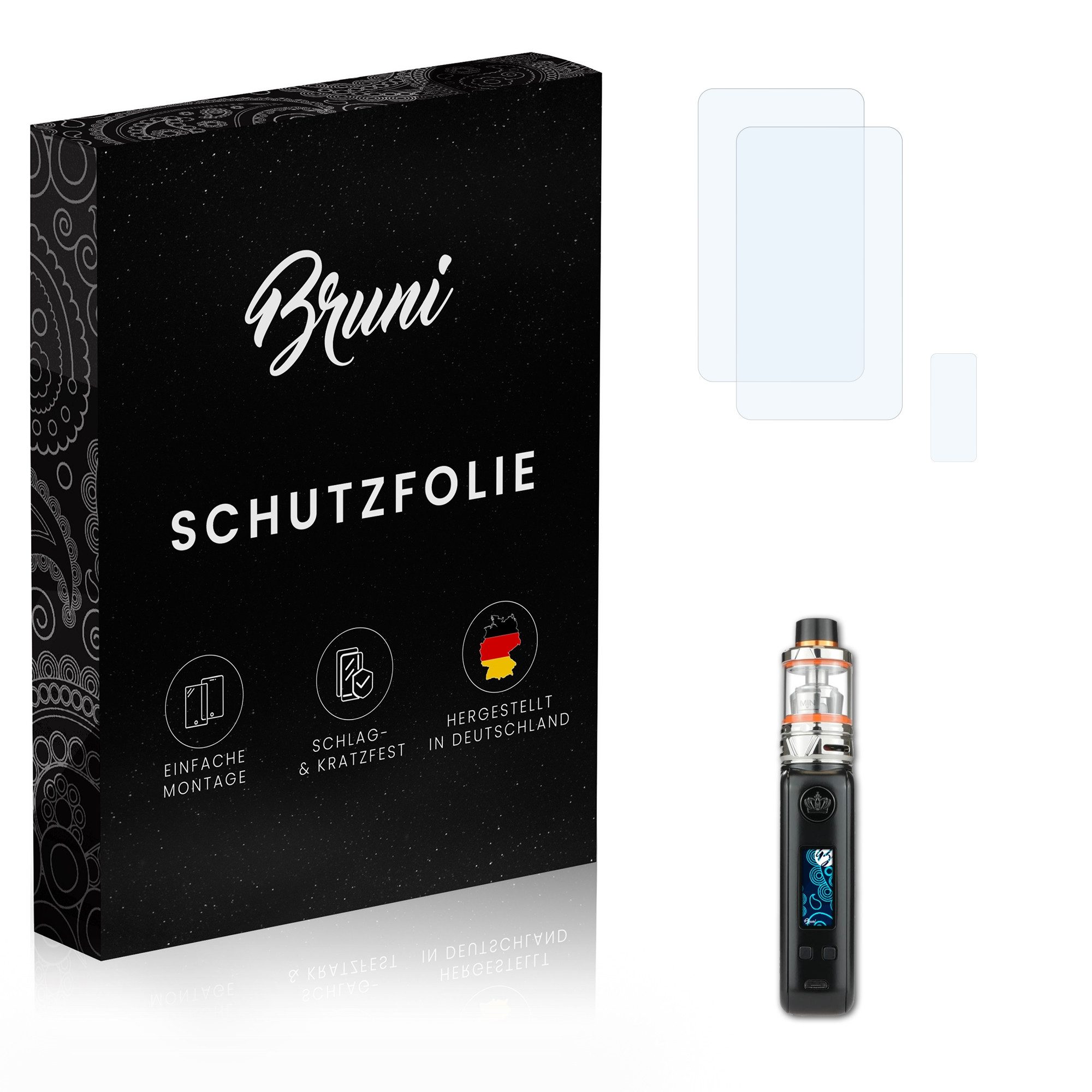 Bruni Schutzfolie Glasklare Displayschutzfolie für Uwell Crown 4 Mod, (2er Set), praktisch unsichtbar
