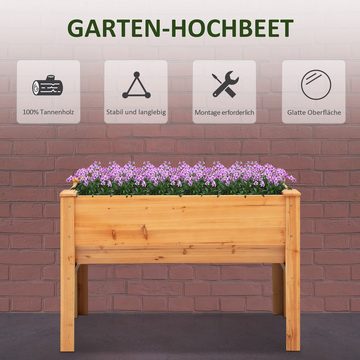 Outsunny Hochbeet mit Abflussloch (Kräuterbeet, 1 St., Pflanzkasten), für Garten, Balkon, Naturholz