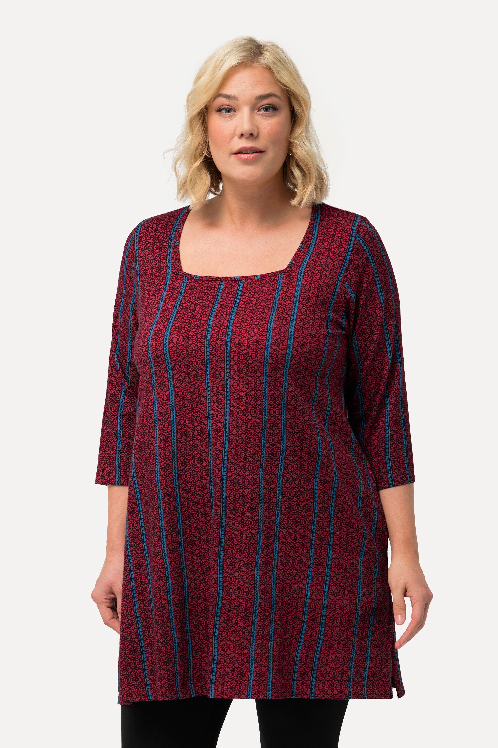 Ulla Popken Longshirt Longshirt A-Linie Carree-Ausschnitt günstig online kaufen