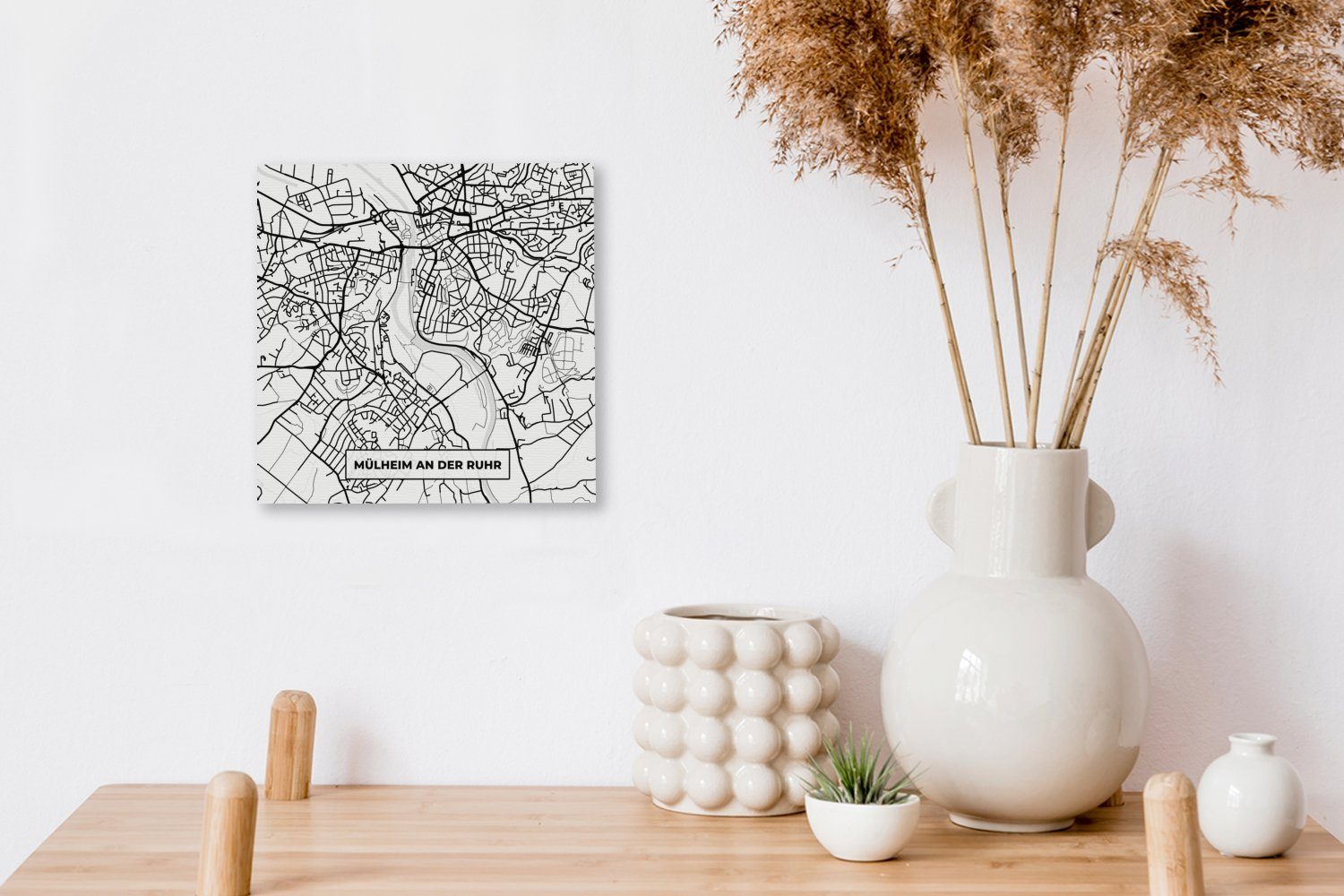 OneMillionCanvasses® Leinwandbild Mülheim Ruhr (1 für der Stadtplan, Leinwand - Bilder Wohnzimmer an St), - Schlafzimmer Karte