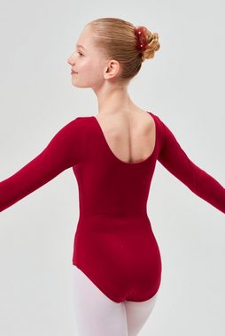 tanzmuster Body Ballettbody Lilly aus weichem Baumwollmischgewebe Langarm Trikot fürs Kinder Ballett