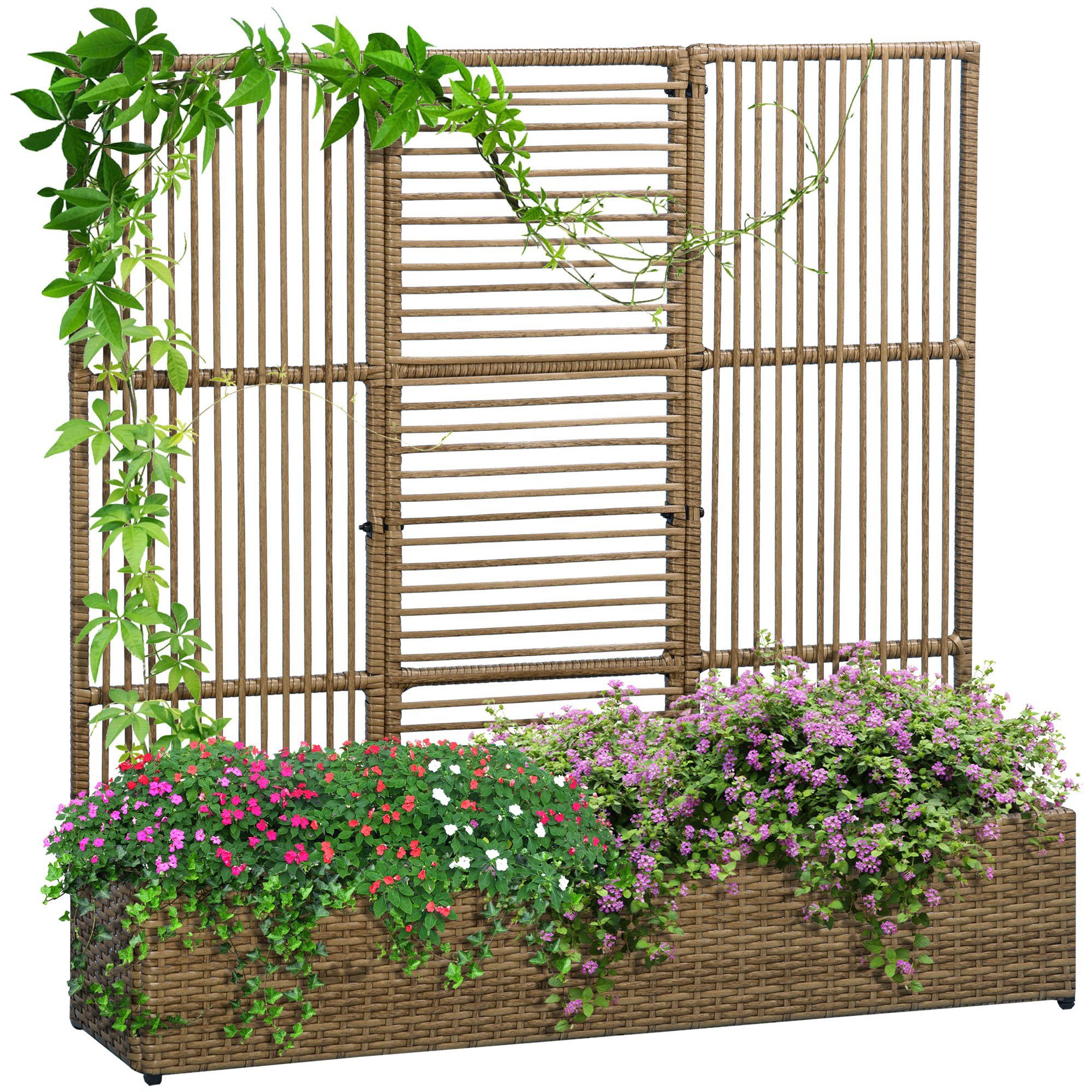 Outsunny Blumenkasten mit Rankhilfe, wetterbeständig (Pflanzkasten, 1 St., Pflanzkübel), für Garten, Terrasse, Sand