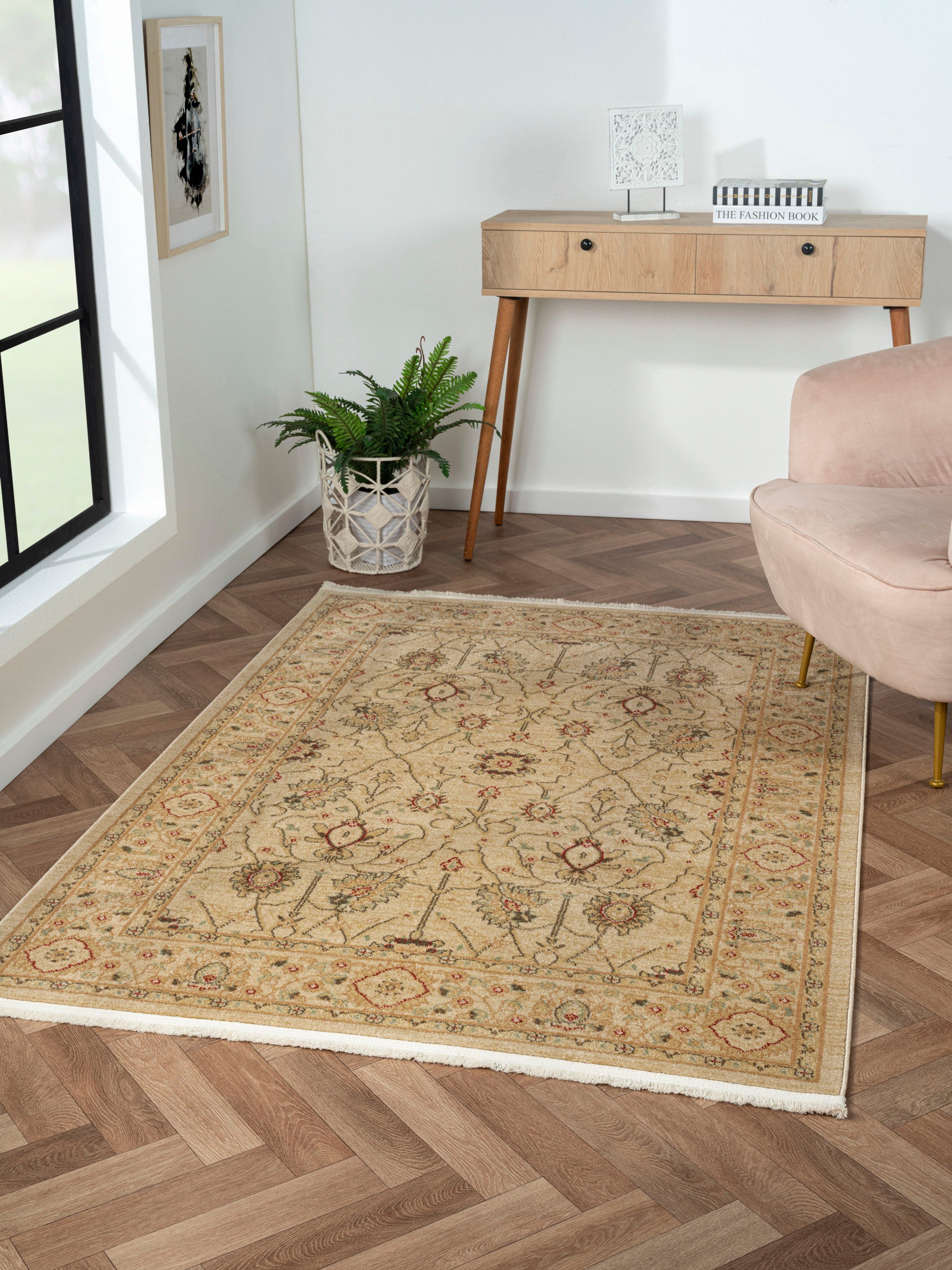 Myflair Möbel & Accessoires Teppich Maryam 2, rechteckig, Höhe: 7,5 mm, Kurzflor, Orient Optik, edler Glanz, mit Fransen, besonders weich