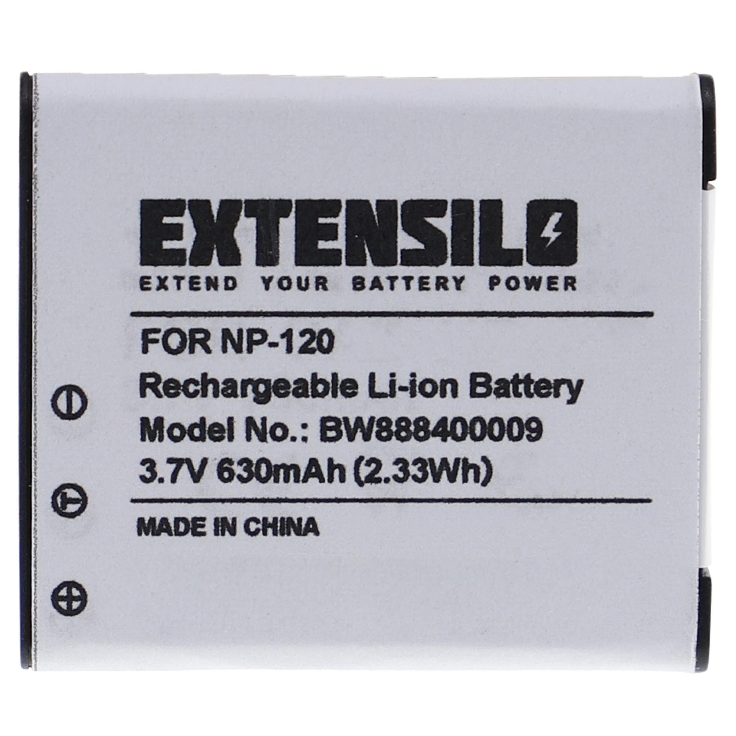 Extensilo Ersatz für Casio NP-120DBA, NP-120 für Kamera-Akku Li-Ion 630 mAh (3,7 V)