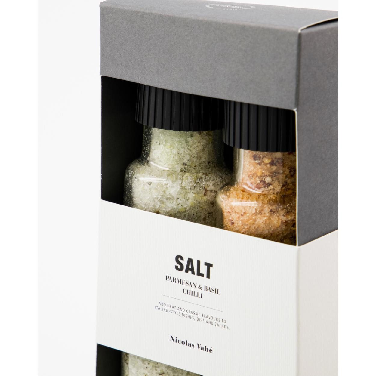 Nicolas Vahé Gewürz Geschenkbox Parmesan & Basilikum Salz und Chilisalz (2-teilig)
