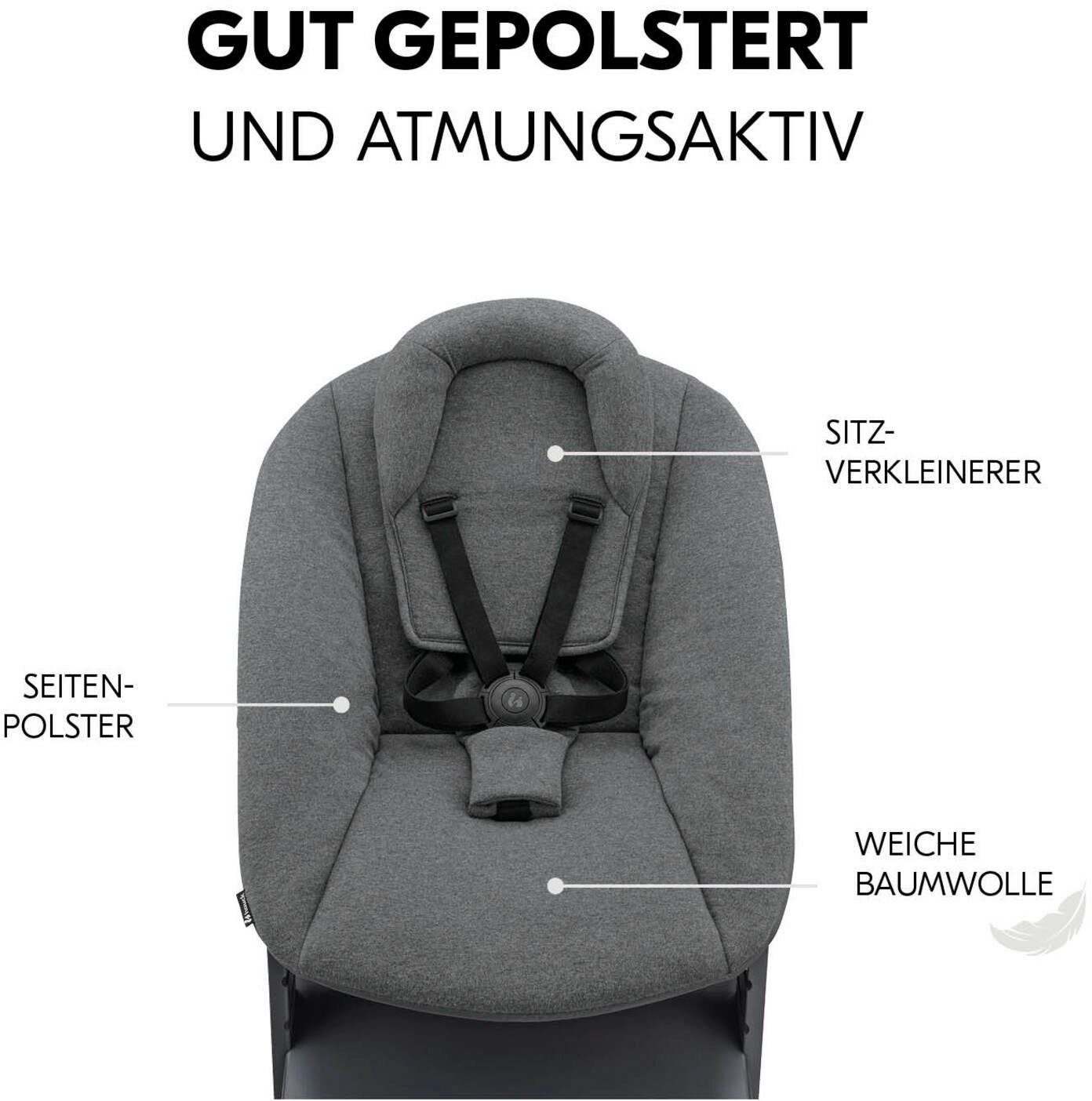 Wald mit Newborn weltweit Aufsatz; Set Hauck - Hochstuhl - Plus, Alpha Grey, Dark schützt Newborn FSC®