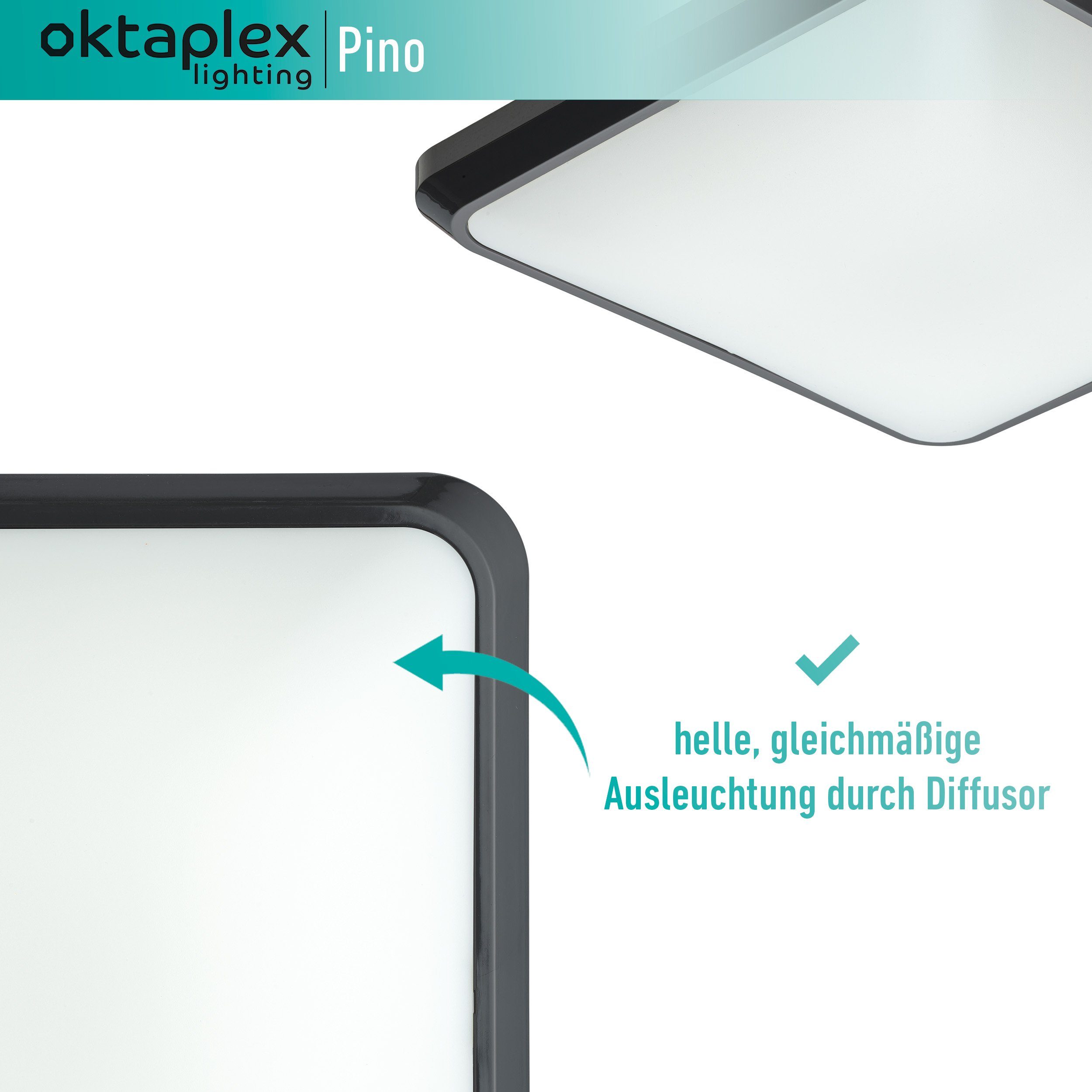 Oktaplex lighting Warmweiß, fest Deckenlampe Deckenleuchte, Warmweißes LED Deckenleuchte Wandlampe anthrazit PINO IP20 Licht, LED Oktaplex Deckenleuchte LED verbaut