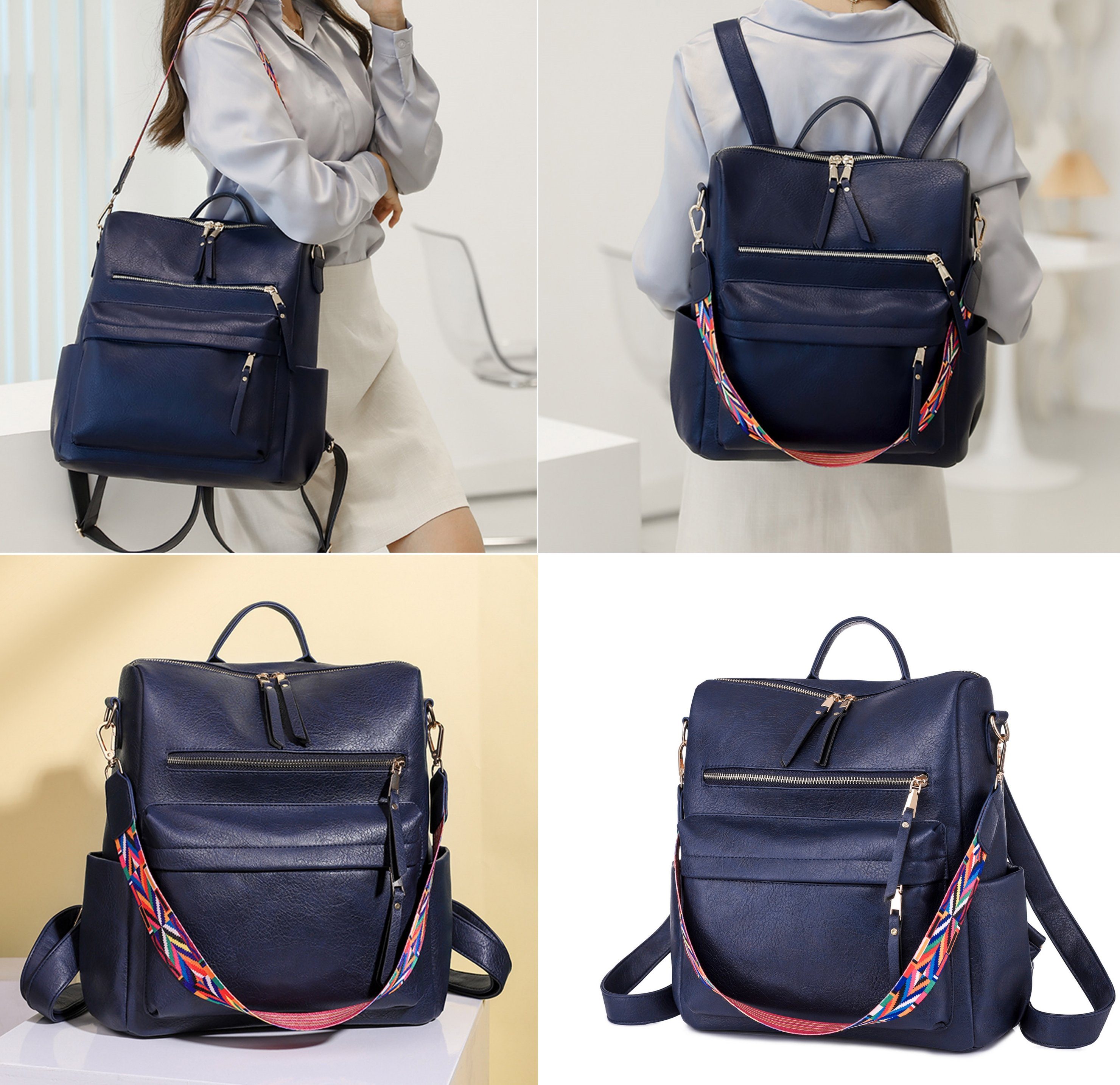 Notebook Freizeit Business (33x36x15 Uni Jungen Tasche, Vintage, Arbeit Reiserucksack Herren Rucksack REDOM für Schultertasche, Dunkelblau Damen Leder Laptop Schulrucksack Laptoprucksack Reisen Teenager Lederrucksack Rucksack), cm,