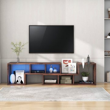 OKWISH TV-Schrank Lowboard (Bücherregal, TV-Ständer) verstellbar mit LED-Beleuchtung