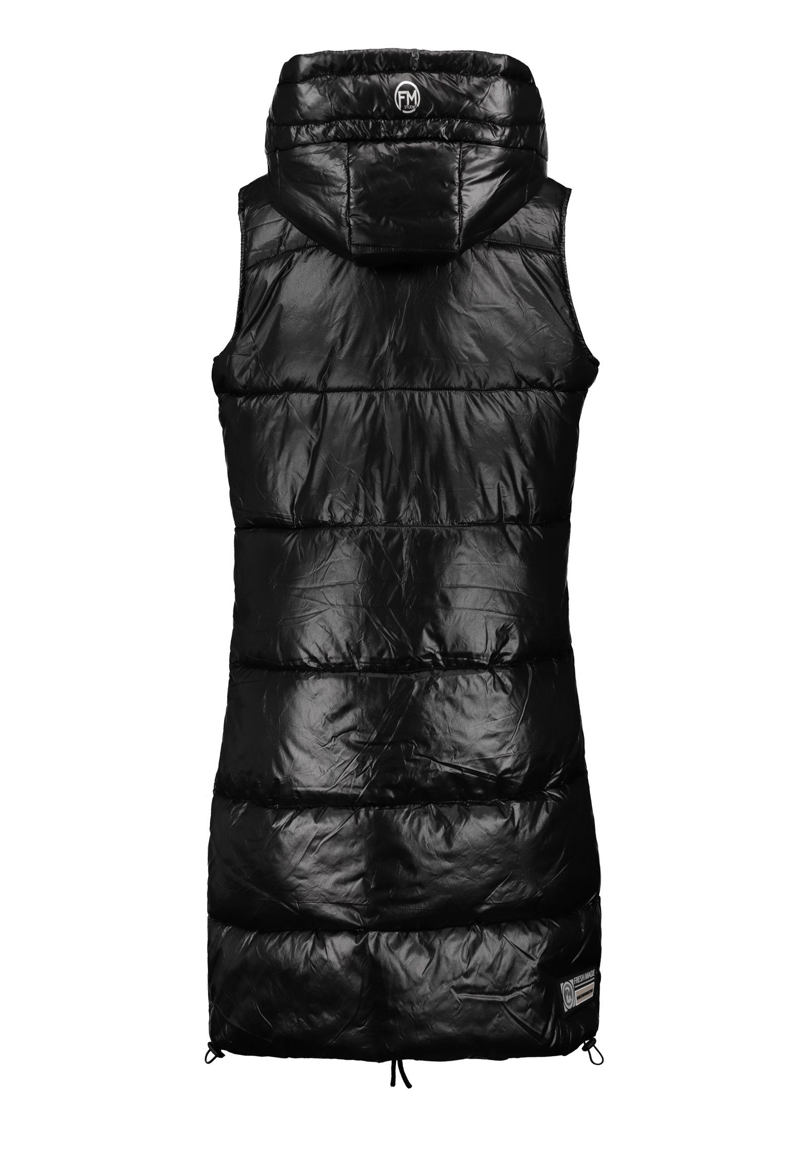 Fresh Made Steppweste Lange Stepp weste Kapuze Übergangs Herbst Frühlings Weste Windbreaker