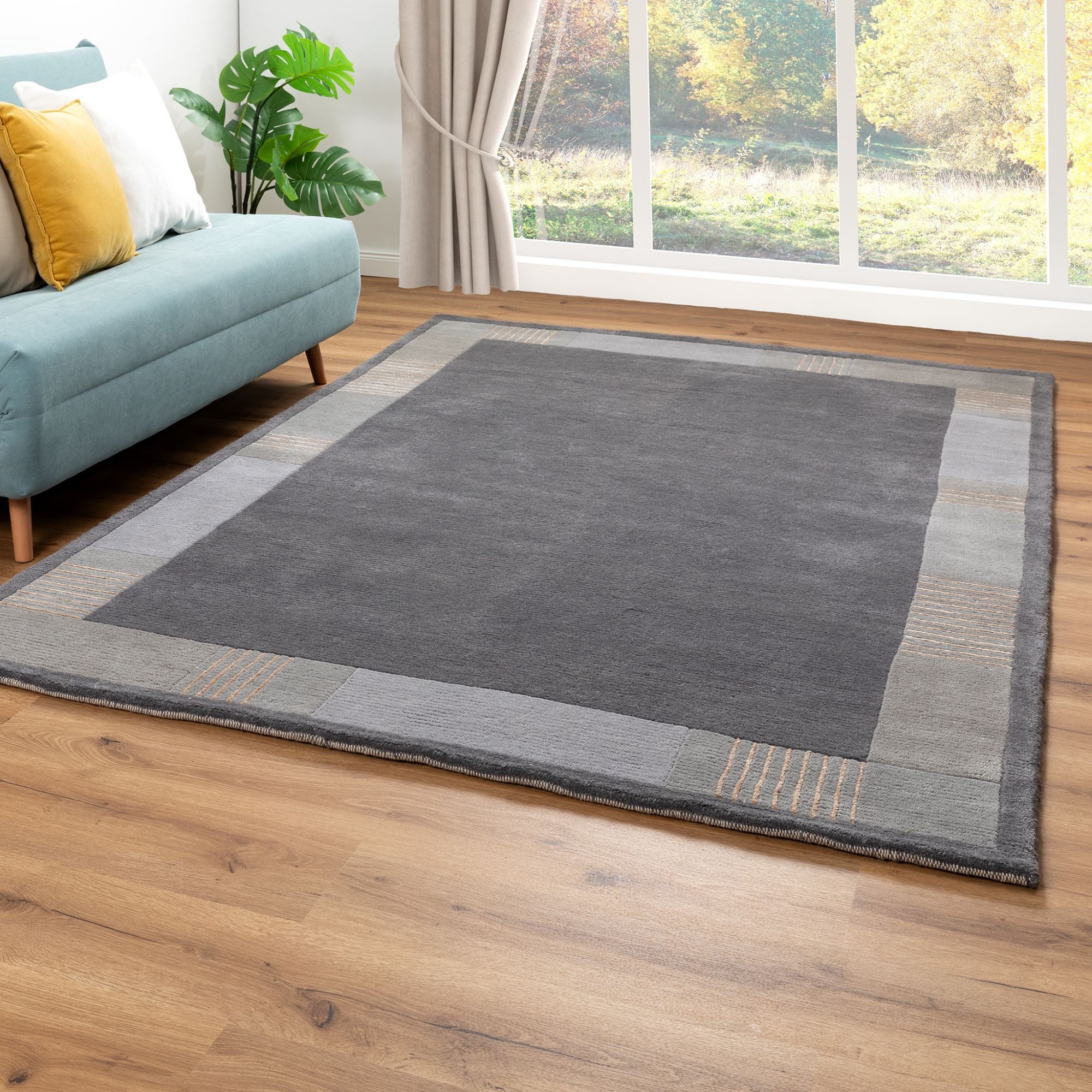 Steffensmeier Teppich Pokhara Bordüre, Rechteckig, Nepal Design günstig online kaufen