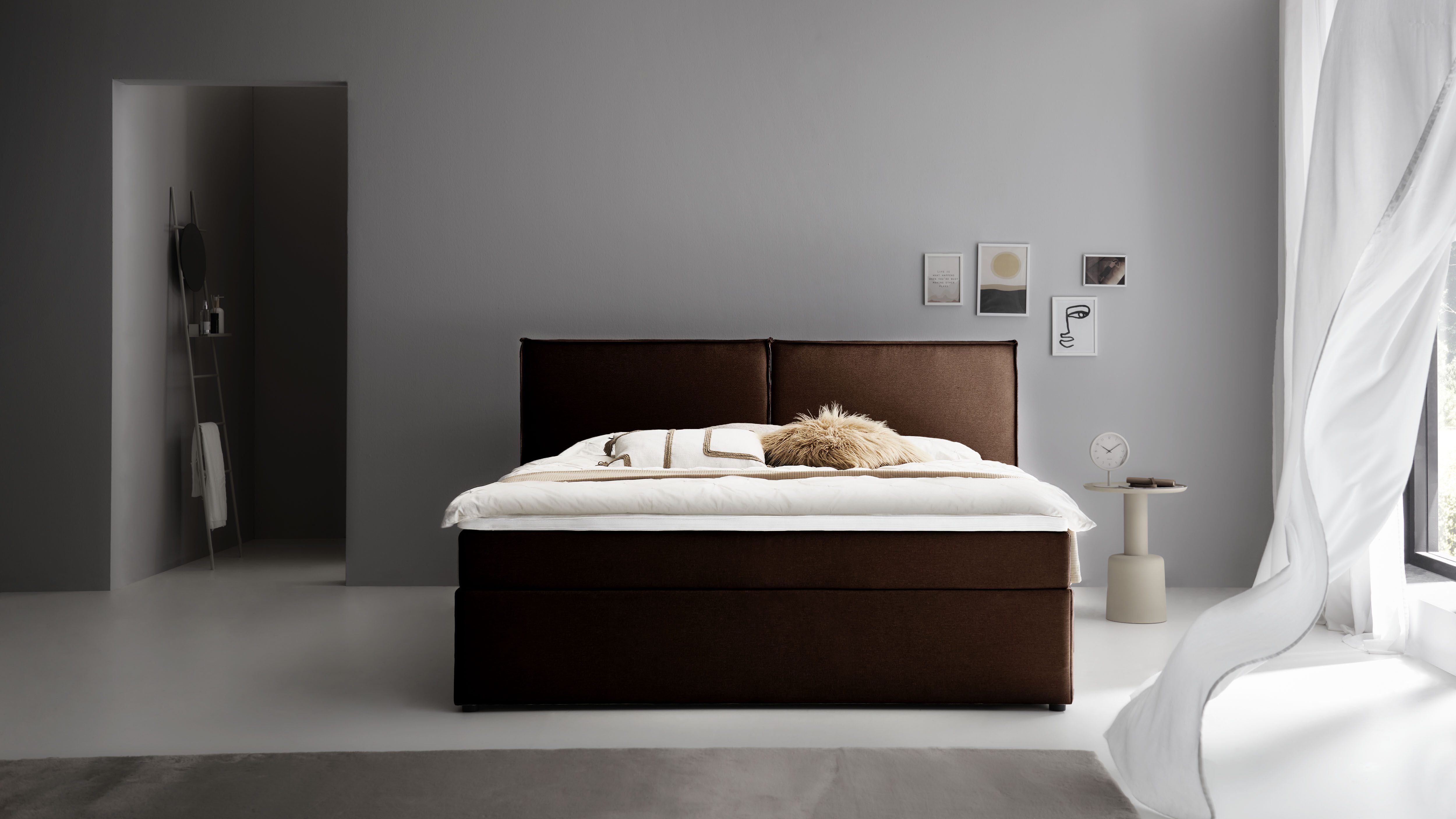 ATLANTIC home collection Boxbett NIKITA, bodentiefes Bett, wahlweise mit Matratze und Topper
