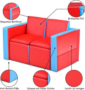 KOMFOTTEU Kindersofa Kindertisch, mit 2 Stühlen & verstecktem Stauraum