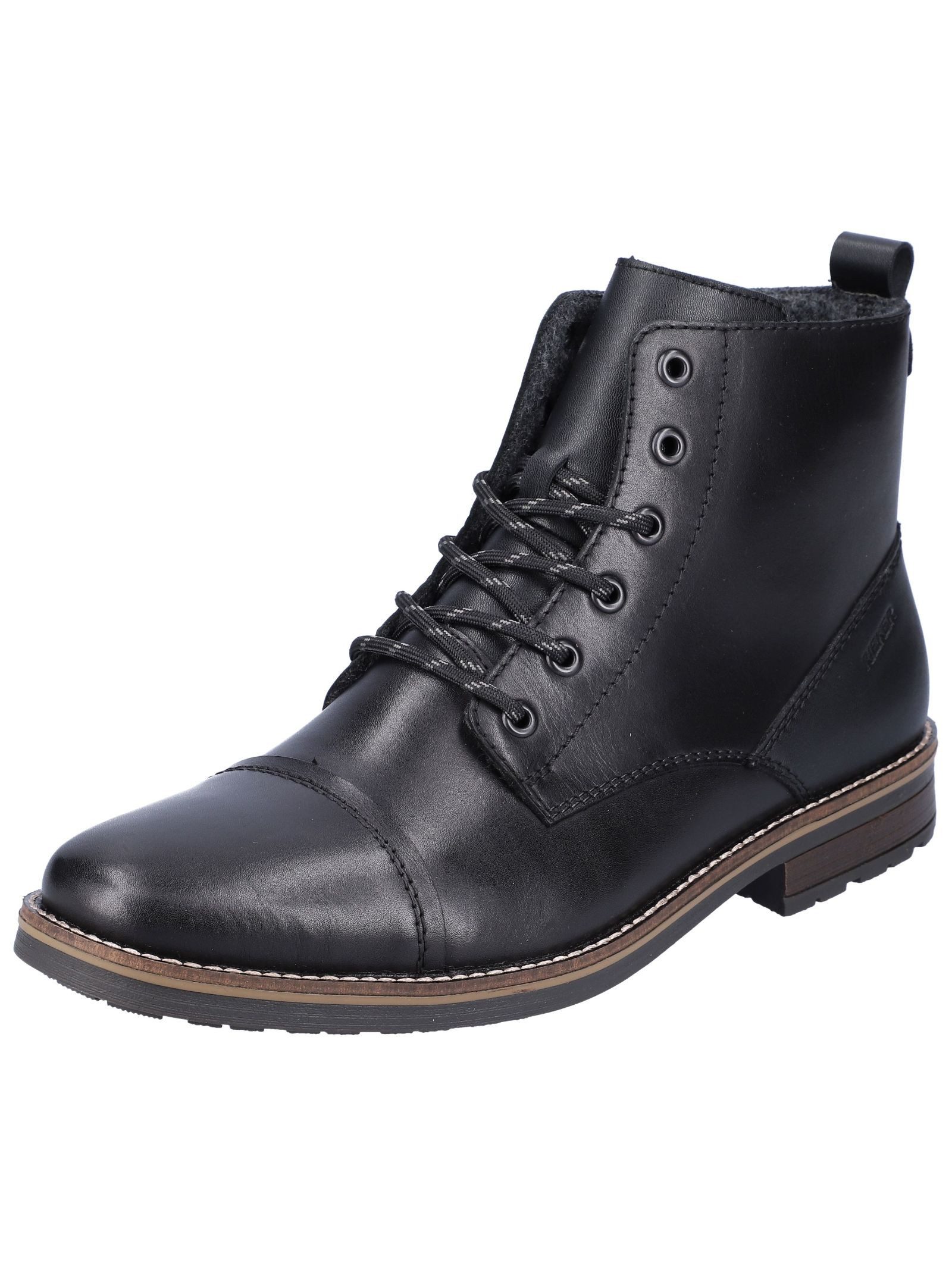Stiefelette Leder/Textil Schnürstiefelette