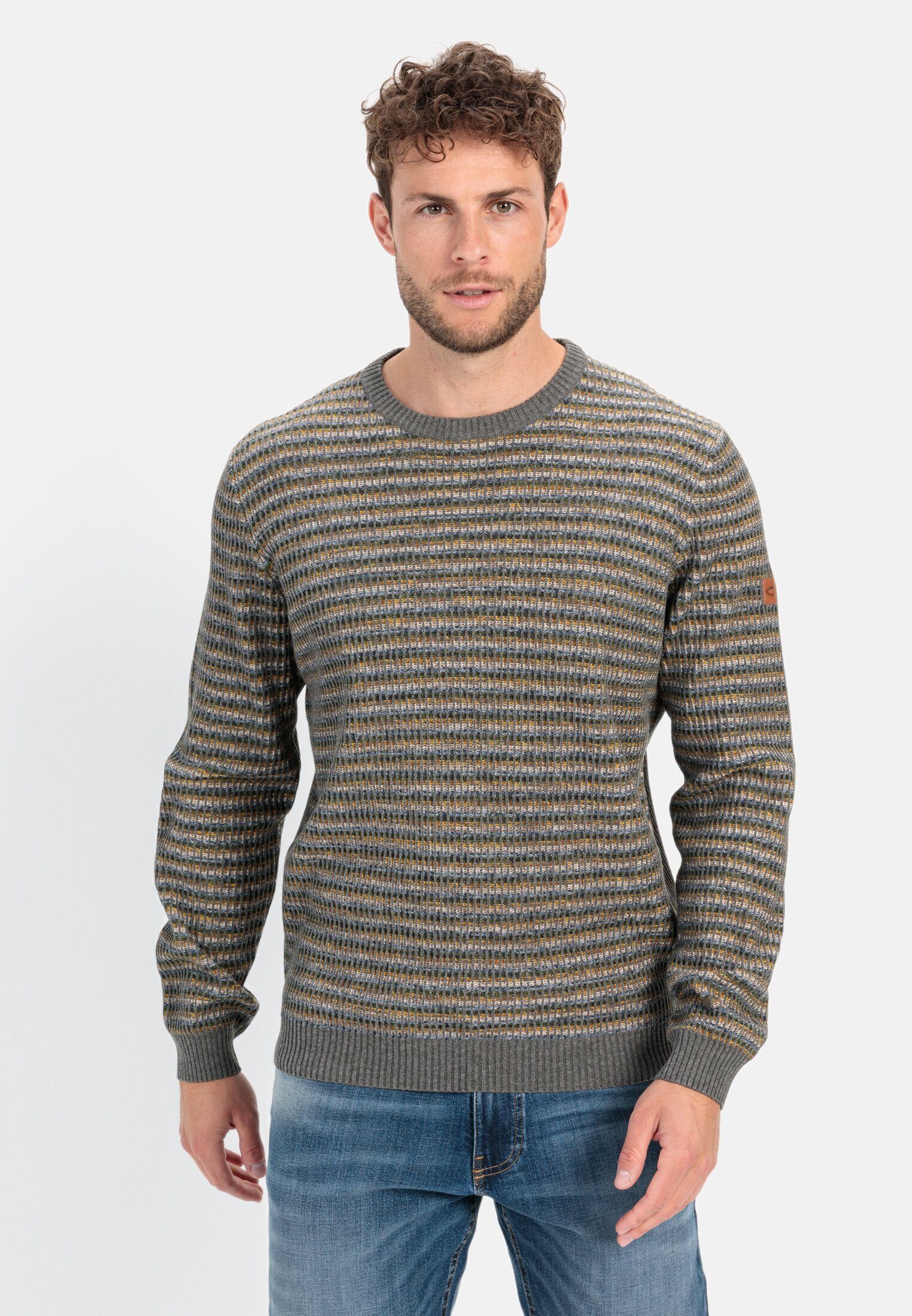 camel active Strickpullover im Streifenmuster Markenlogo, Unser