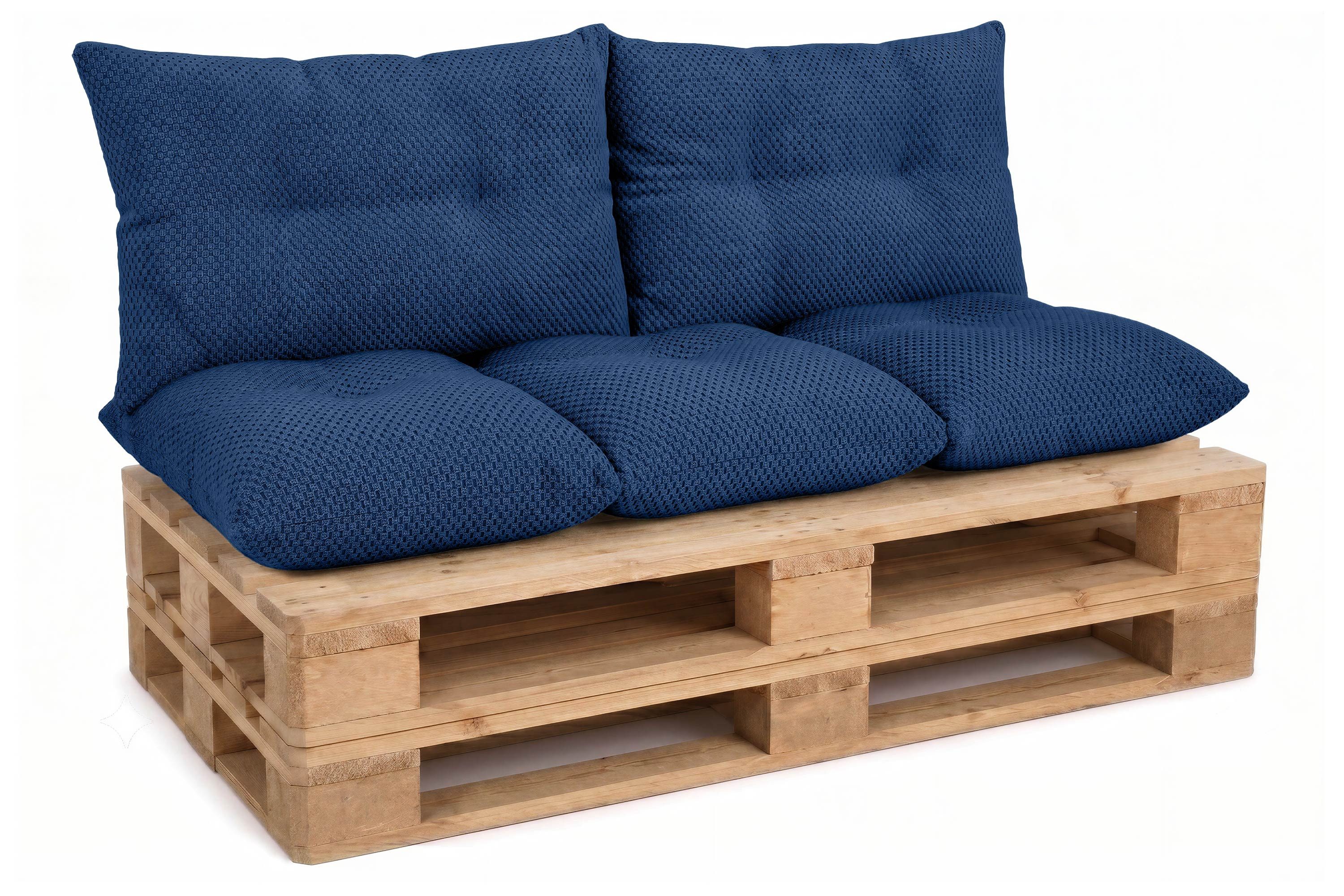 Amilian Palettenkissen Sitzkissen 120x60 cm + 2x Kissen 40x60 cm, 3-teiliges Set Inklusive Füllung für Europaletten Balkon Terrasse
