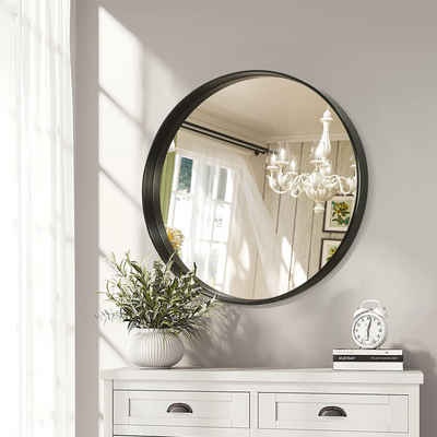 Fine Life Pro Rahmenspiegel-rund, Wandspiegel Badezimmerspiegel mit Rahmen aus Aluminiumlegierung