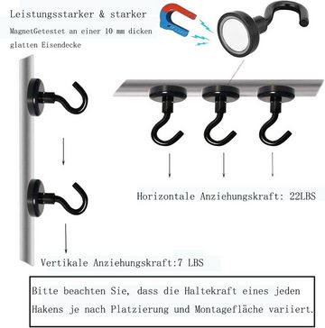 GelldG Klebehaken Schwarze magnetische Haken, robuste Magnethaken, stark für Kühlschrank