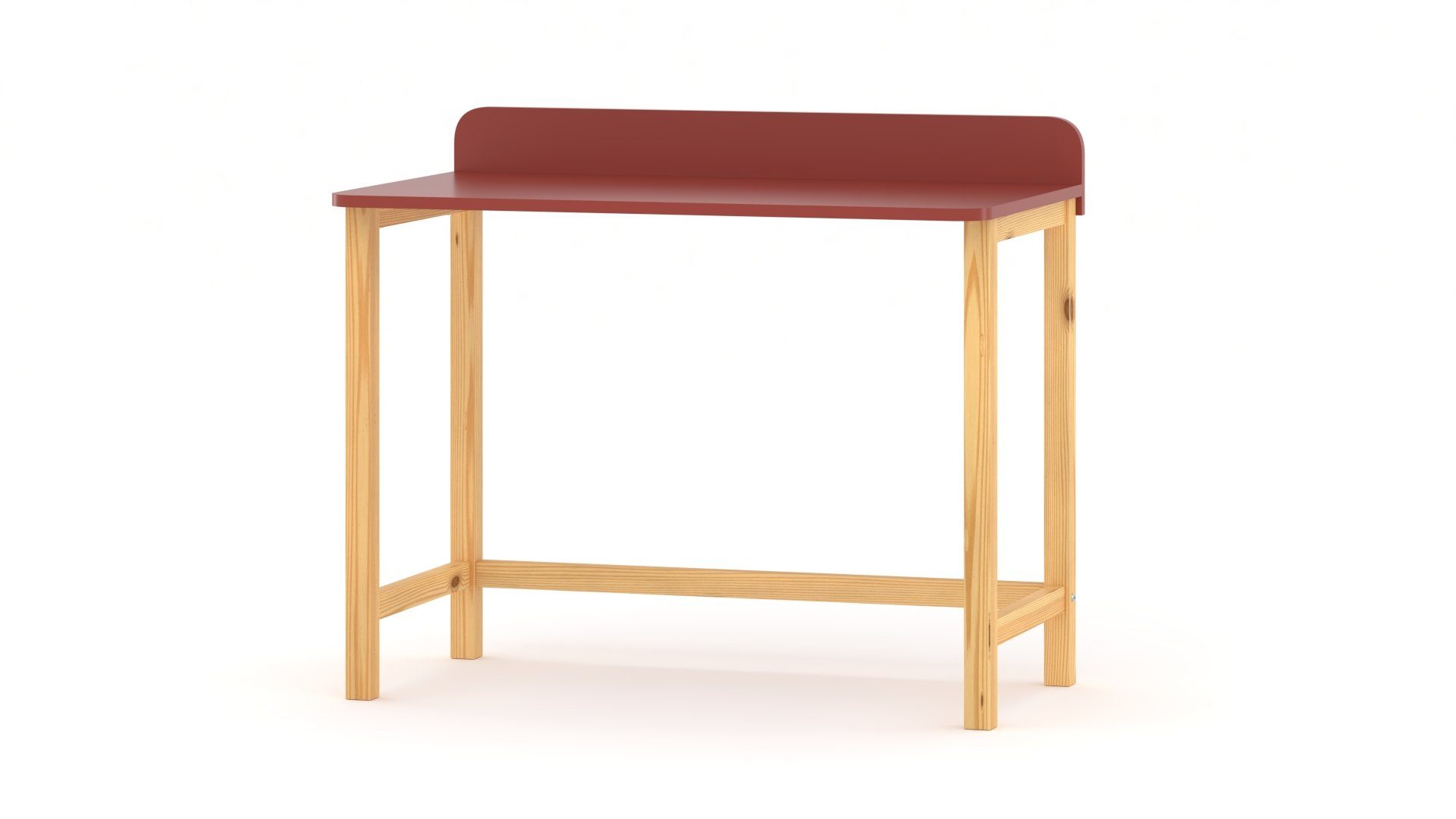 Siblo Schreibtisch Schreibtisch Clara Natural mit bunter Tischplatte (Kinderschreibtisch Clara Natural mit bunter Tischplatte) Rot | Kinderschreibtische