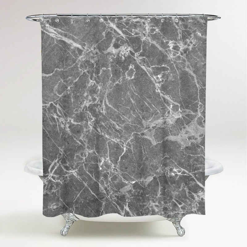 Sanilo Duschvorhang Marmor Grau 180 x 200 cm, 100% wasserdicht, Anti-Schimmel-Effekt, hochwertige Qualität