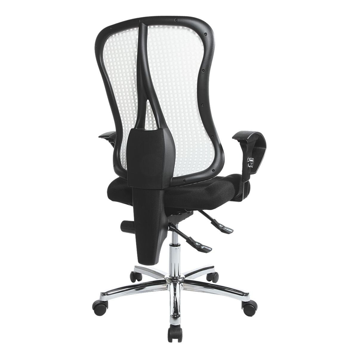 TOPSTAR und Schreibtischstuhl Muldensitz 90, Armlehnen, Sitness mit 3D-Sitzmechanik weiß-schwarz