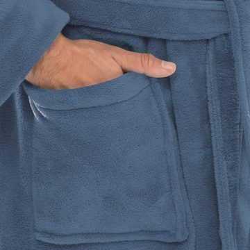 CelinaTex Bademantel Saunamantel Fleece Kapuze für Sie&Ihn Florida S indigoblau, Polyester