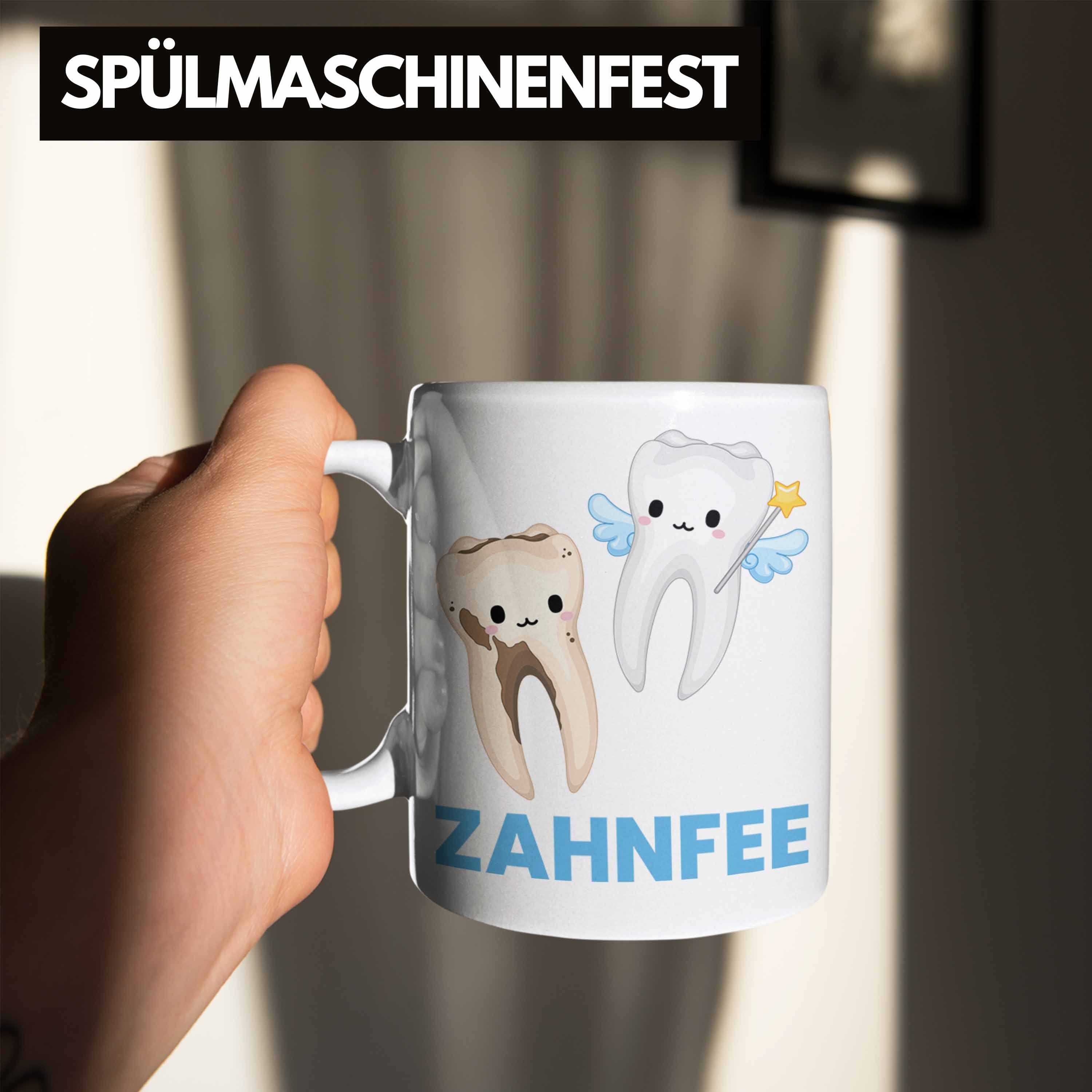 Trendation Tasse Geschenk Trendation Zahnarzt - Lustige Zahnärztin Zahnfee Weiss Geschenkidee Tasse