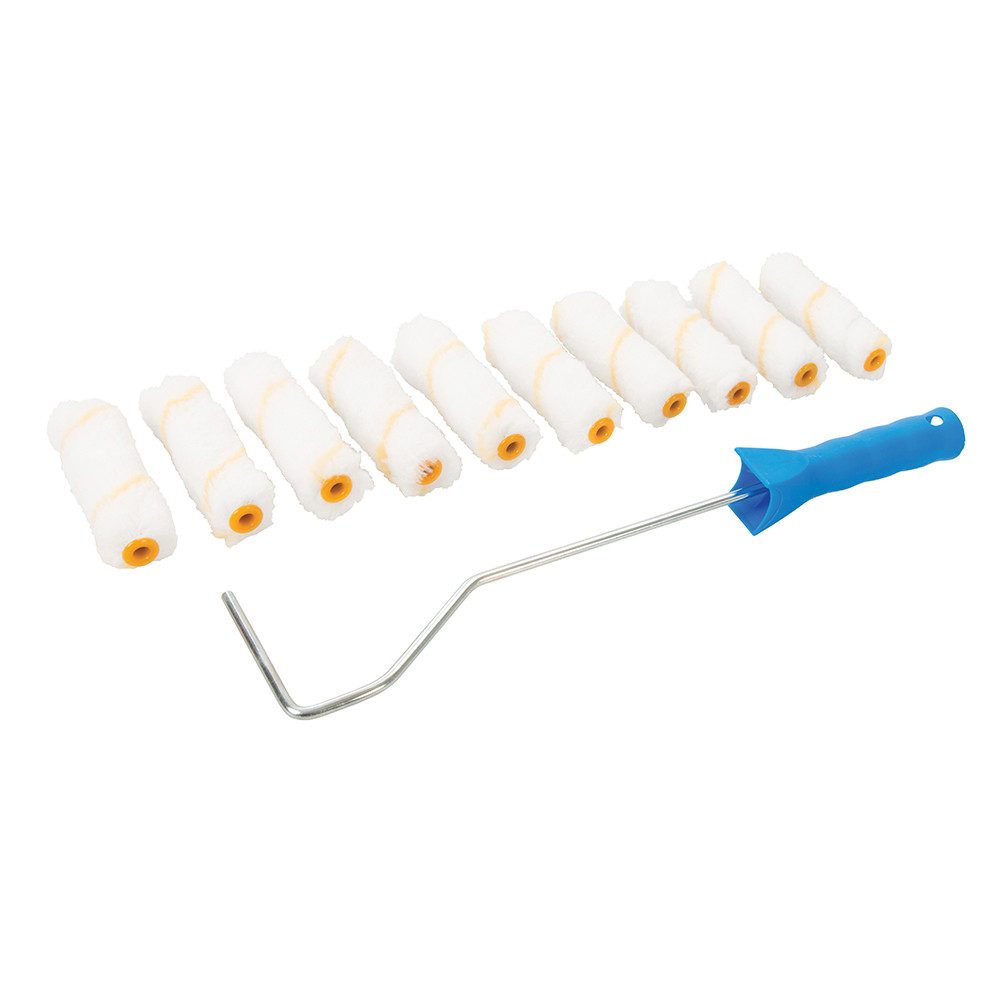 Silverline Малярный валик Mini-Farbrollerbügel und 10 Farbwalzen 100 mm