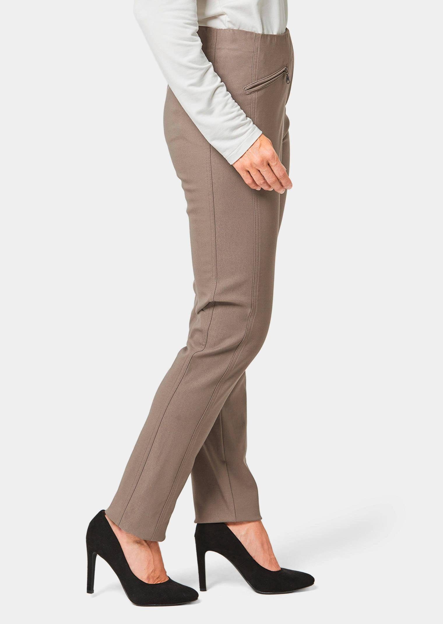 GOLDNER Stoffhose Kurzgröße: Elegante Stretchhose mit Schlupfbund Viskosehose mit Taschen, Teilungsnähten und Knöchellänge