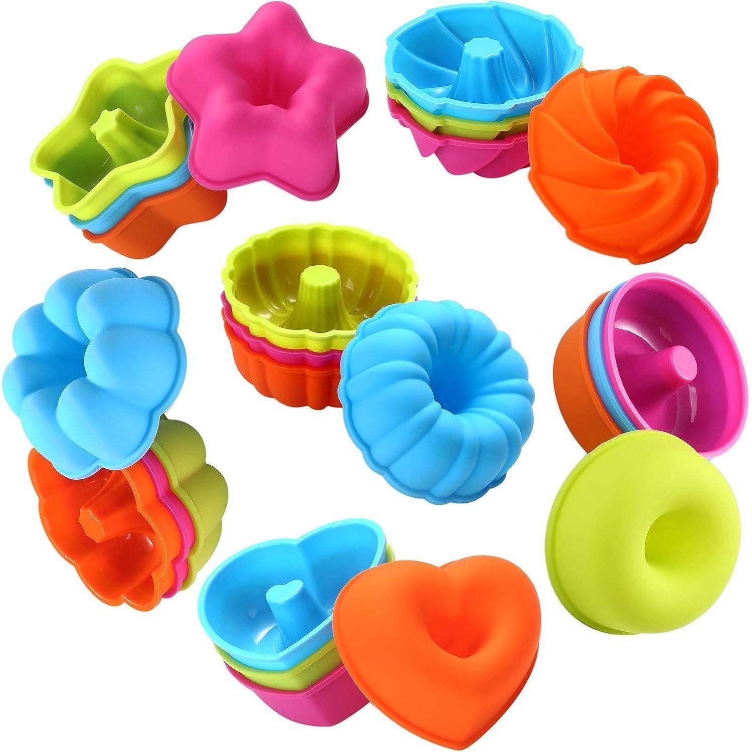 LuxusKollektion Donutform 24Pack Silicone Donut Muffin Baking Cups Pan Safe
