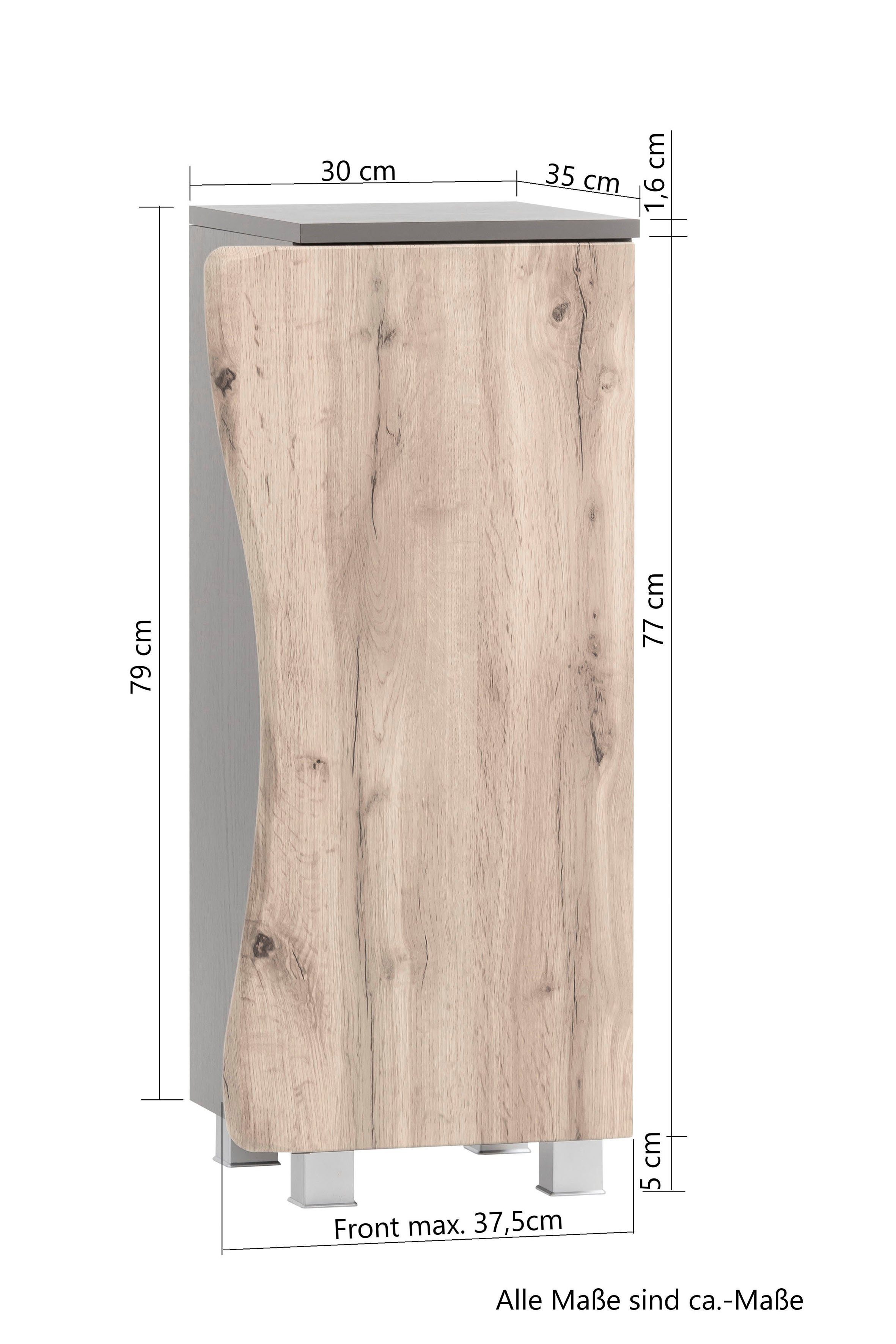 | Stubach MÖBEL wotaneiche wotaneiche Unterschrank mit HELD Baumkante Tür