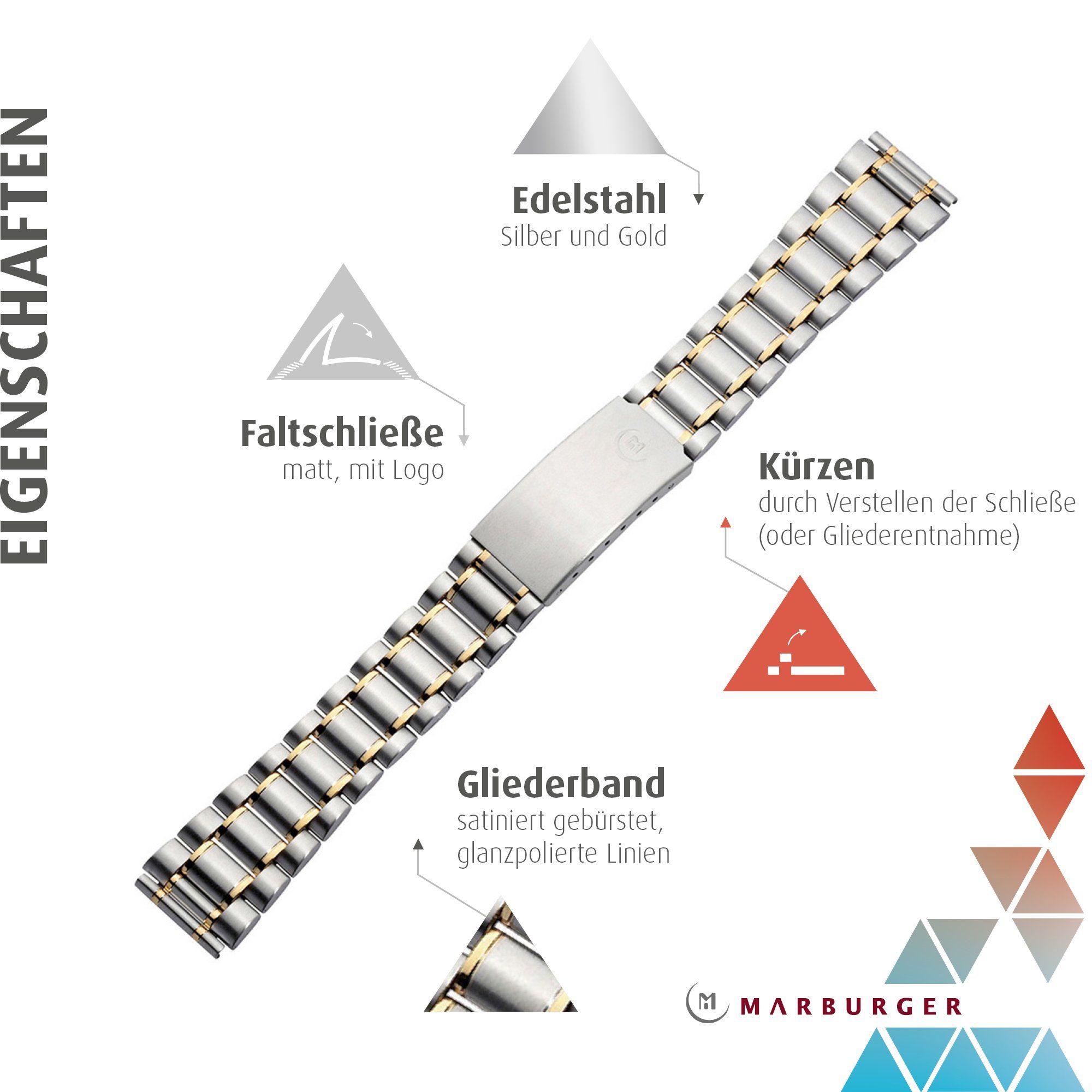 MARBURGER Uhrenarmband 18mm Edelstahl Silber günstig online kaufen