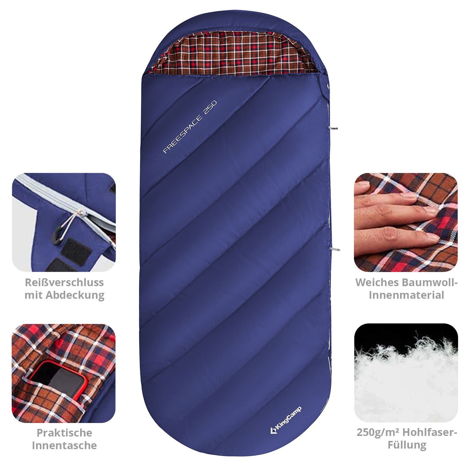 KingCamp Schlafsack Deckenschlafsack Freespace 250 Winter - Schlafsack