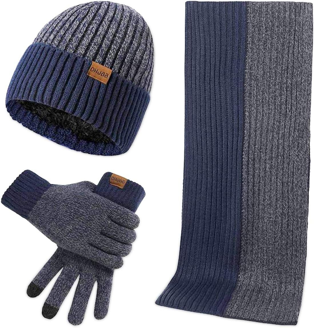 Coonoor Mütze & Schal Mütze-, Schal- und Touchscreen-Handschuh-Set zweiteiliges Winter-Warmhalte-Set in zwei Цвета(ов)