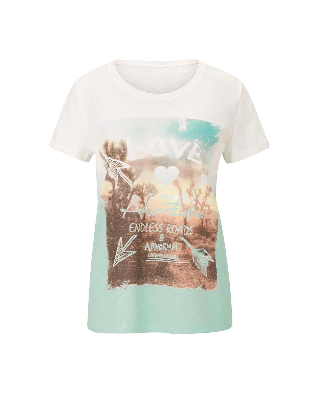 heine TESINI Damen Designer-Farbverlauf-Shirt, Rundhalsshirt kalkmint-bedruckt LINEA