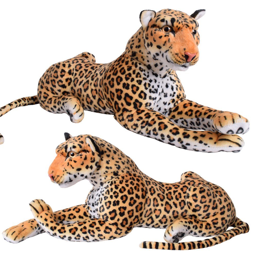 TE-Trend Kuscheltier XXL 80cm Leopard Deko Plüschtier Großkatze, wohnliches und dekoratives Design
