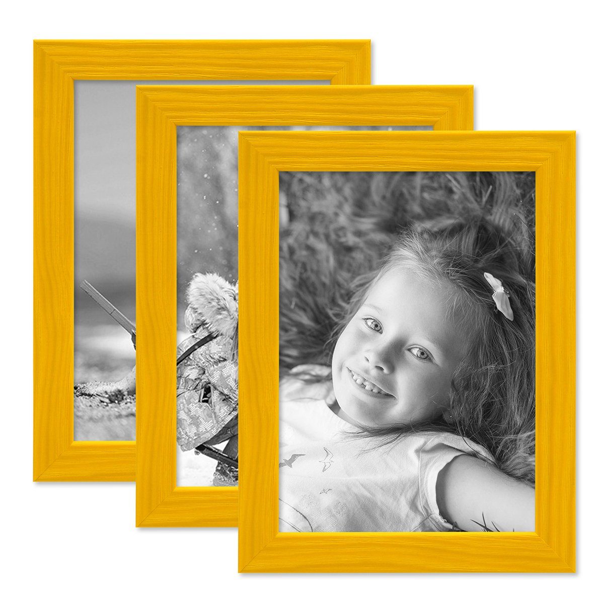 PHOTOLINI Bilderrahmen 3er Set Massivholz-Rahmen - günstig online kaufen