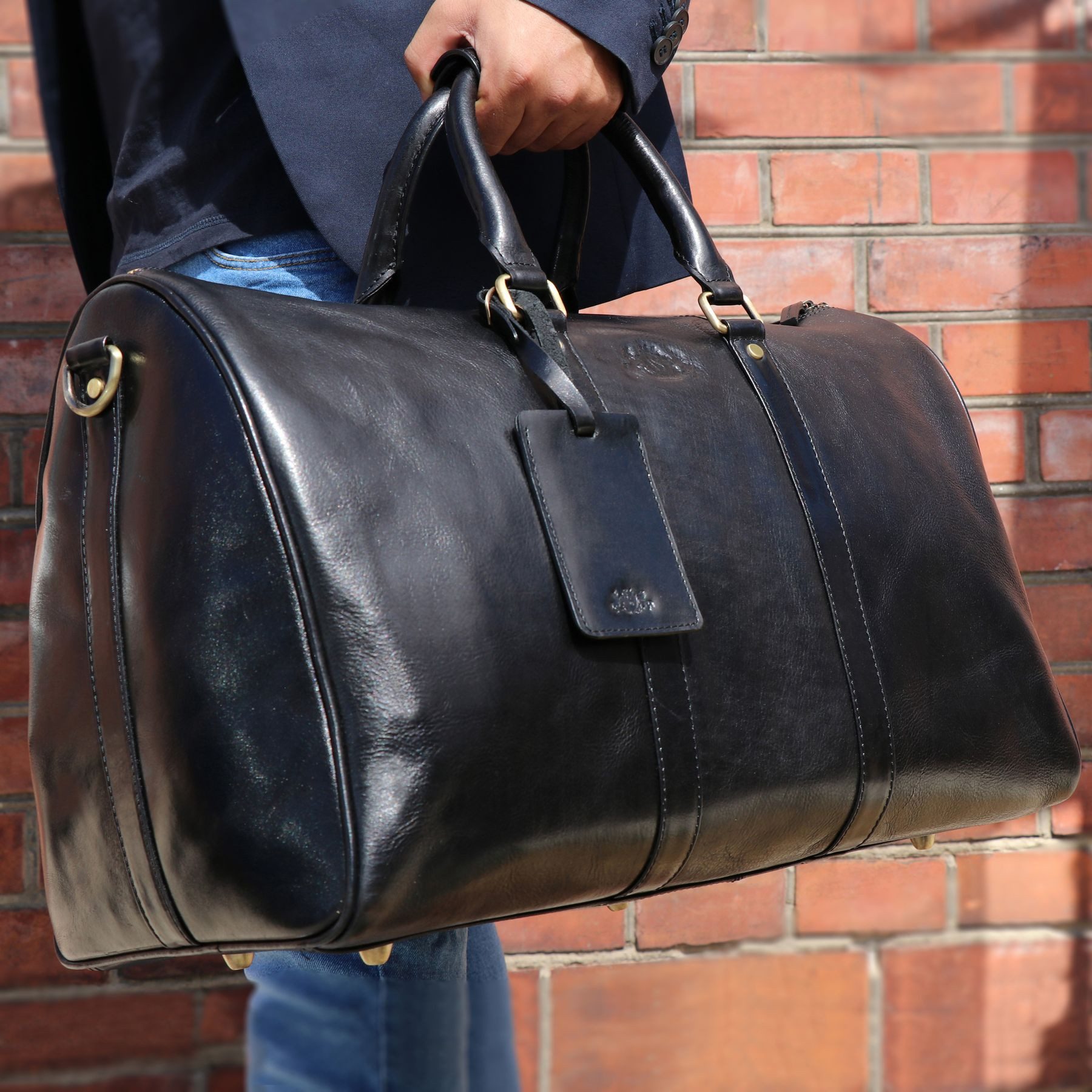 SID & VAIN Reisetasche echt Leder Weekender groß schwarz FRANKLIN, Echtleder Reisegepäck für Damen & Herren, Sporttasche XL schwarz