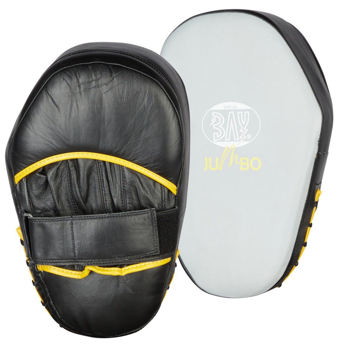 BAY-Sports Schlagpolster Jumbo Line Leder Handpratzen Schlagpolster Coaching Mitt groß Boxen, JUMBO-Format (34 x 22 x 7 cm) – extra große Trefferfläche