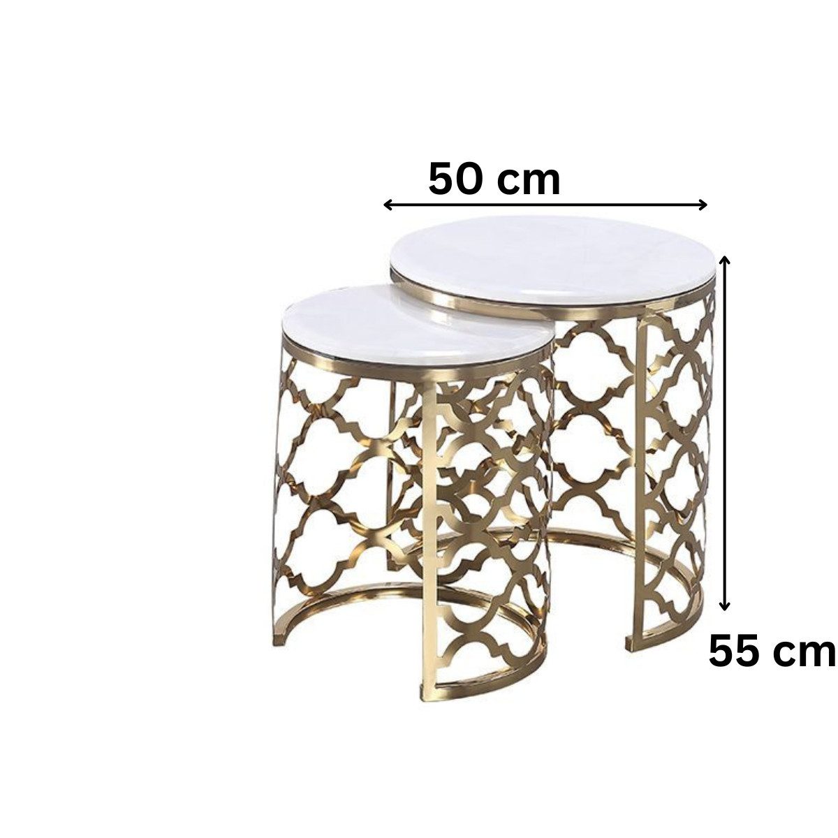 alesvelt Beistelltisch FORLI 2-teilig Ø50X55CM (2er Set), Marmoroptik