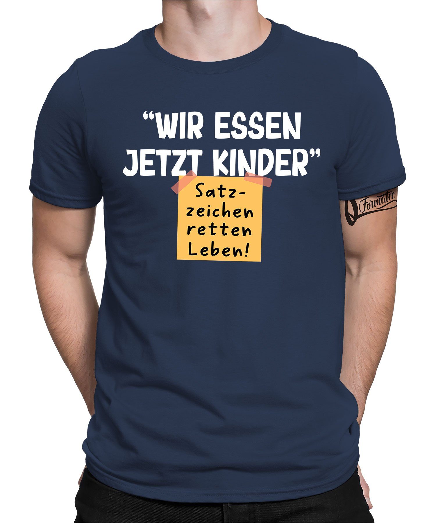 retten Spruch Statement Leben! Lustiger Quattro Navy T-Shirt Blau (1-tlg) Kurzarmshirt Formatee Herren - Satzzeichen