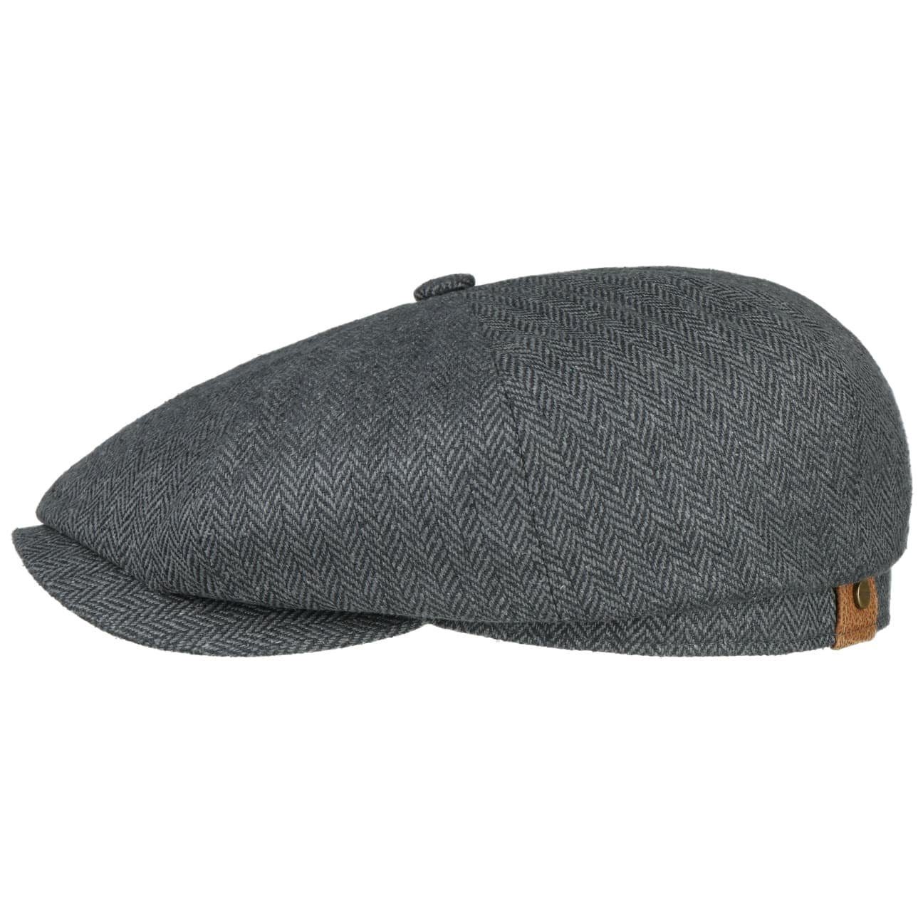 Stetson Flat Cap EU schwarz-grau Schirm, (1-St) Schiebermütze the mit Made in