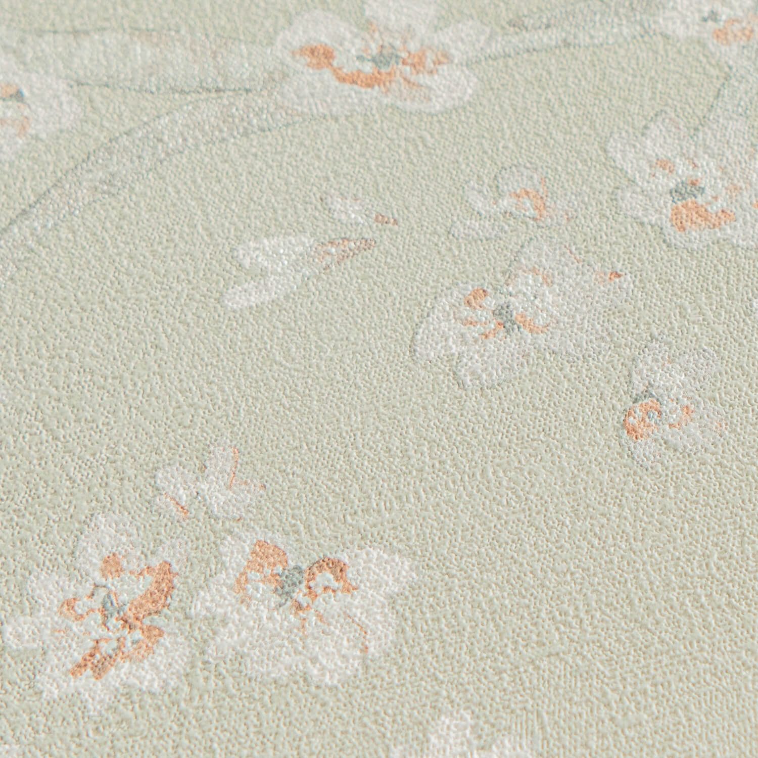 Profhome Vliestapete 781991-GU Blumen Tapete Floral matt grün kiesel-grau beige-braun, strukturiert, (1 Rolle, 5,33 qm), heißgeprägte Vliestapete, pistazie